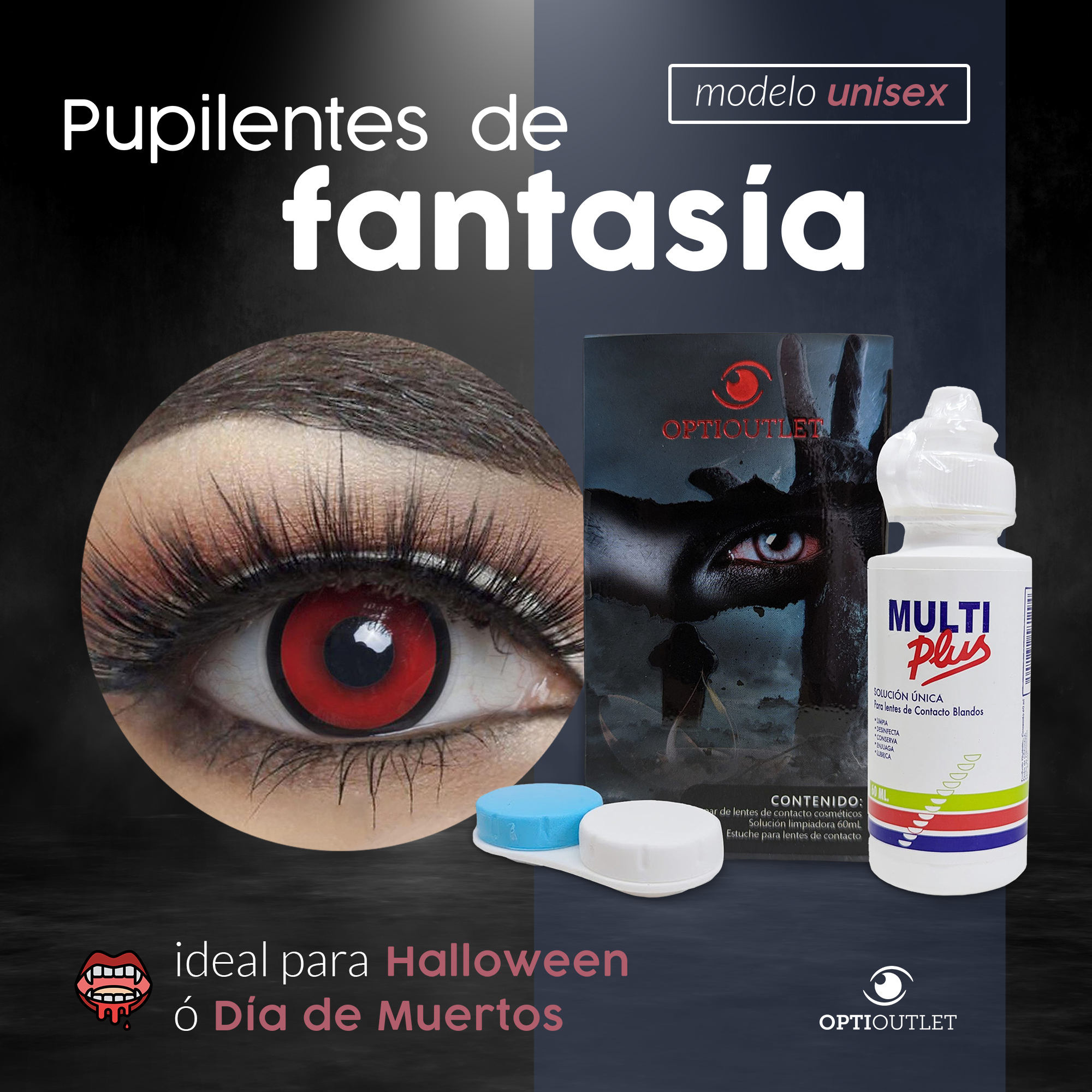 Pupilentes - Lentes de Contacto de Color Fantasía para Maquillaje y Disfraces de Halloween | Disfraz Halloween - rojo Manson