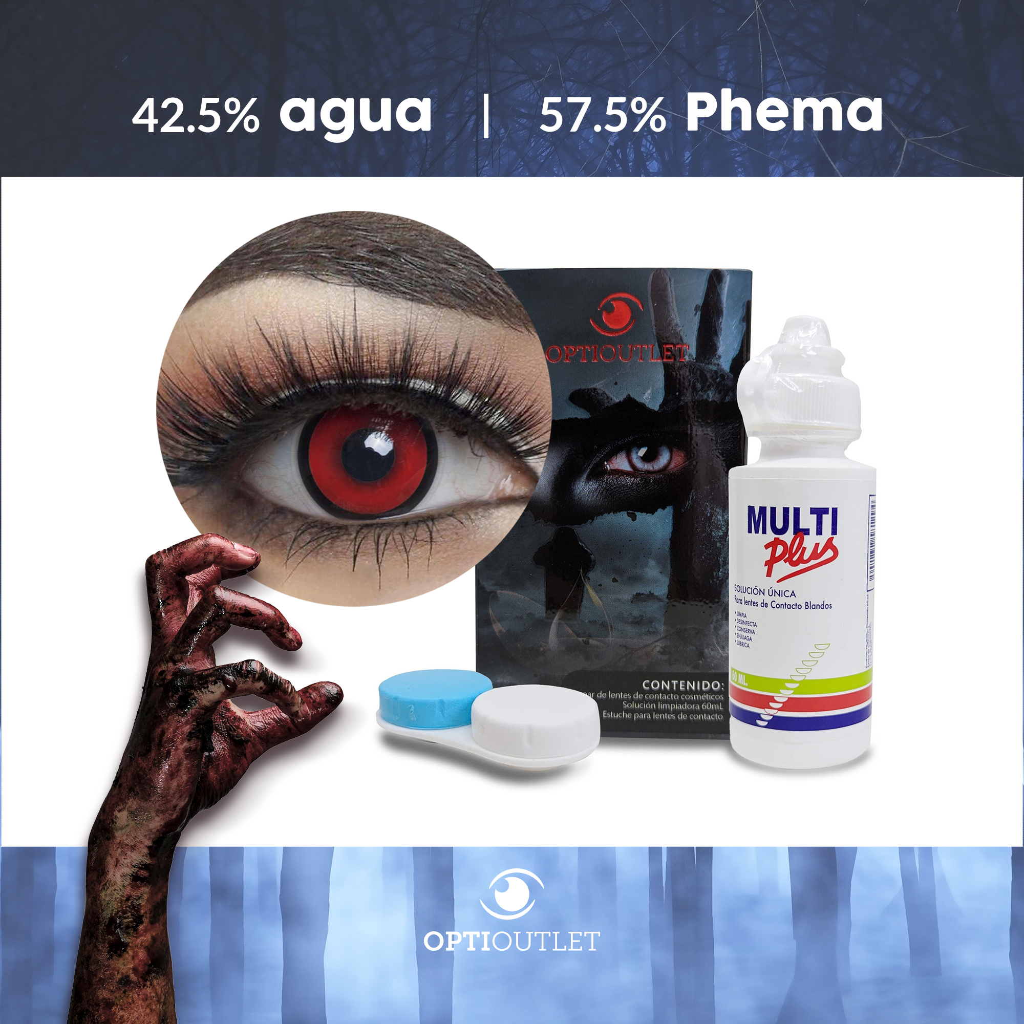 Pupilentes - Lentes de Contacto de Color Fantasía para Maquillaje y Disfraces de Halloween | Disfraz Halloween - rojo Manson