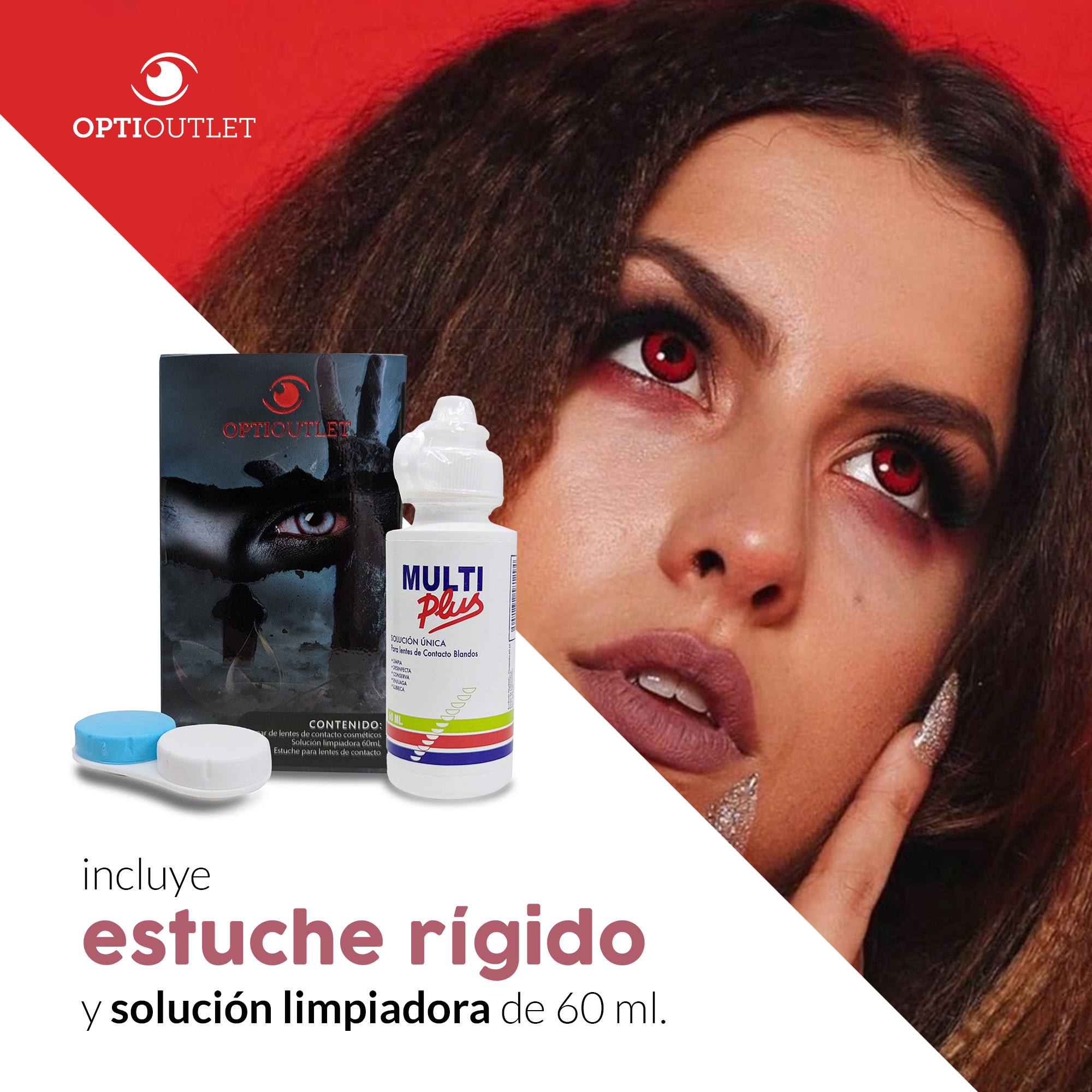 Pupilentes - Lentes de Contacto de Color Fantasía para Maquillaje y Disfraces de Halloween | Disfraz Halloween - rojo Manson