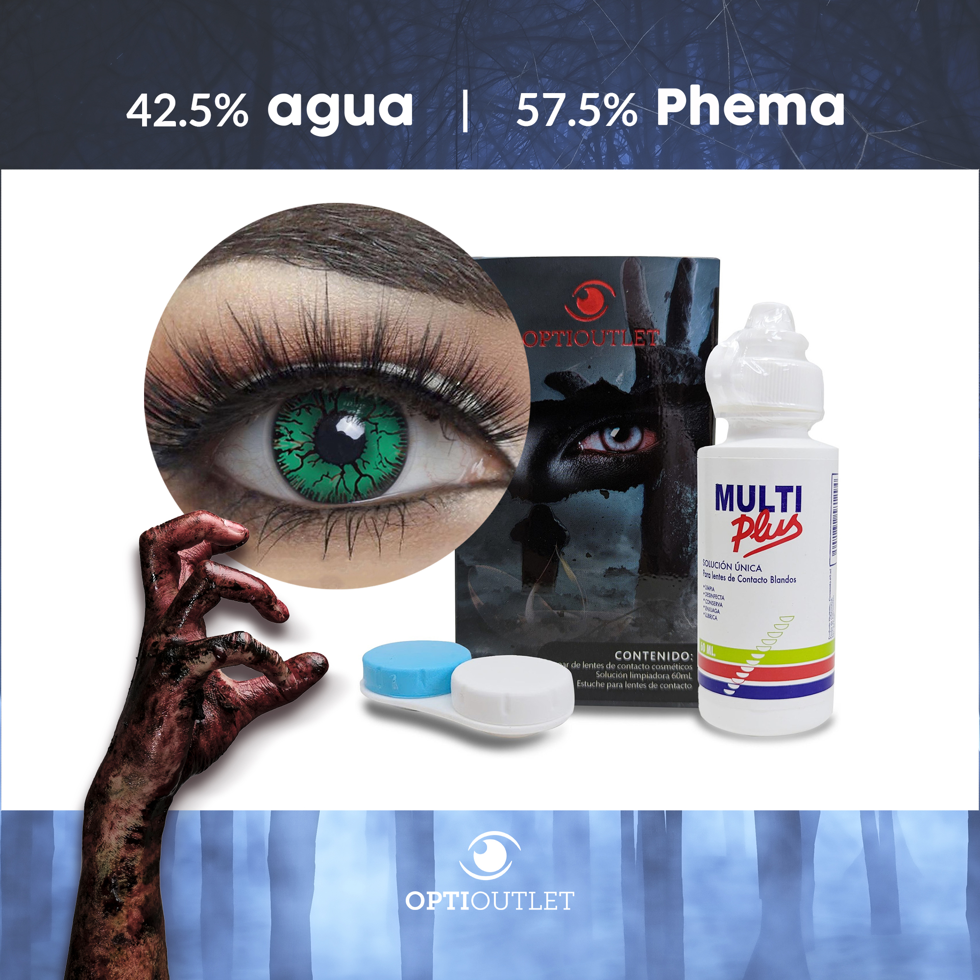 Pupilentes - Lentes de Contacto de Color Fantasía para Maquillaje y Disfraces de Halloween | Disfraz Halloween - Verde Crack