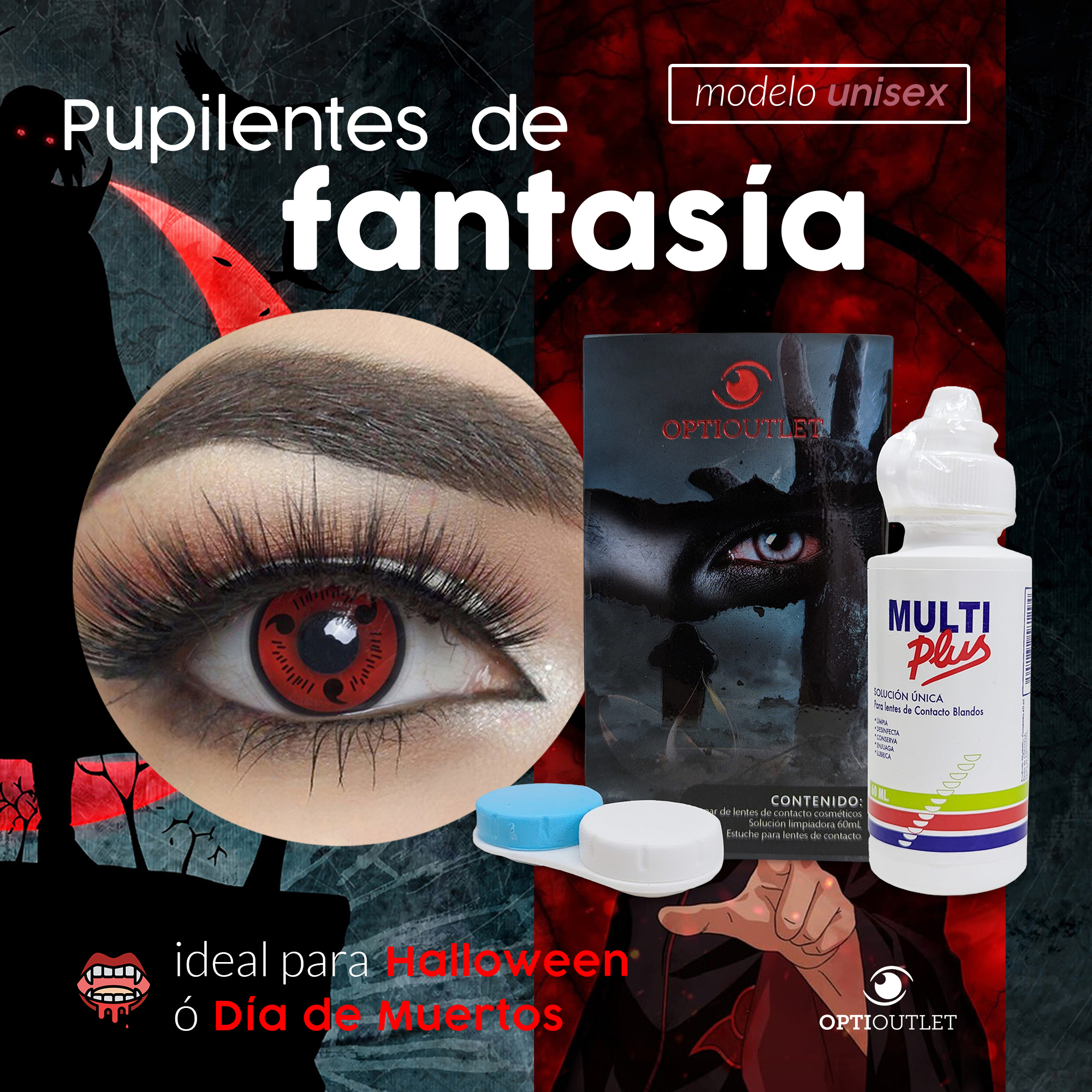 Pupilentes - Lentes de Contacto de Color Fantasía para Maquillaje y Disfraces de Halloween | Disfraz Halloween - Sharingan
