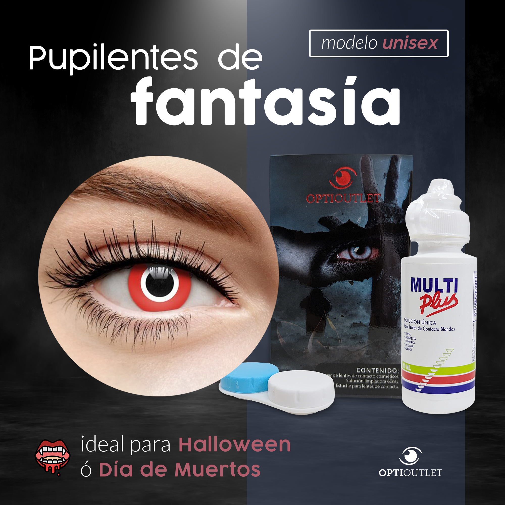 Pupilentes - Lentes de Contacto de Color Fantasía para Maquillaje y Disfraces de Halloween | Disfraz Halloween - Rojo Asesino