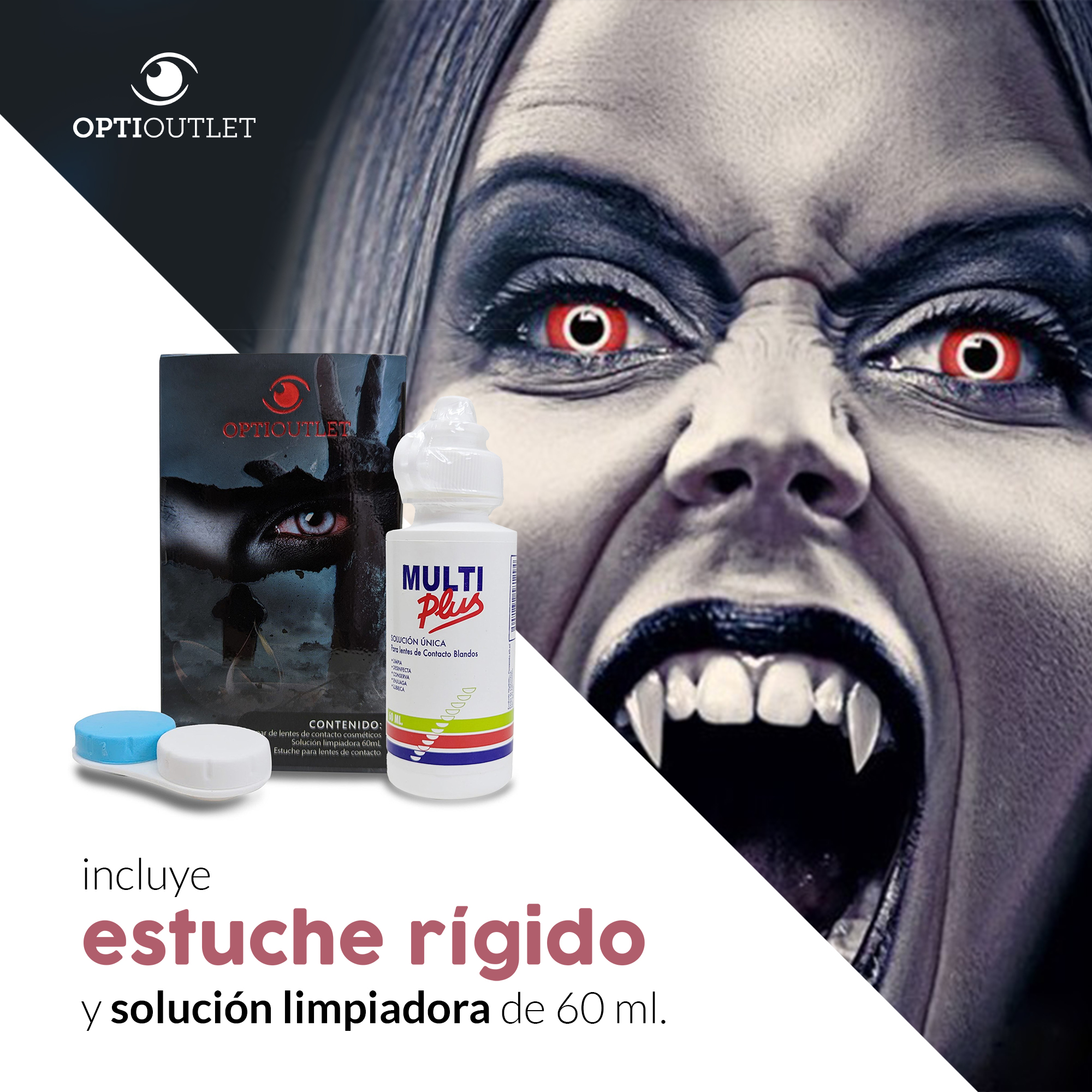 Pupilentes - Lentes de Contacto de Color Fantasía para Maquillaje y Disfraces de Halloween | Disfraz Halloween - Rojo Asesino