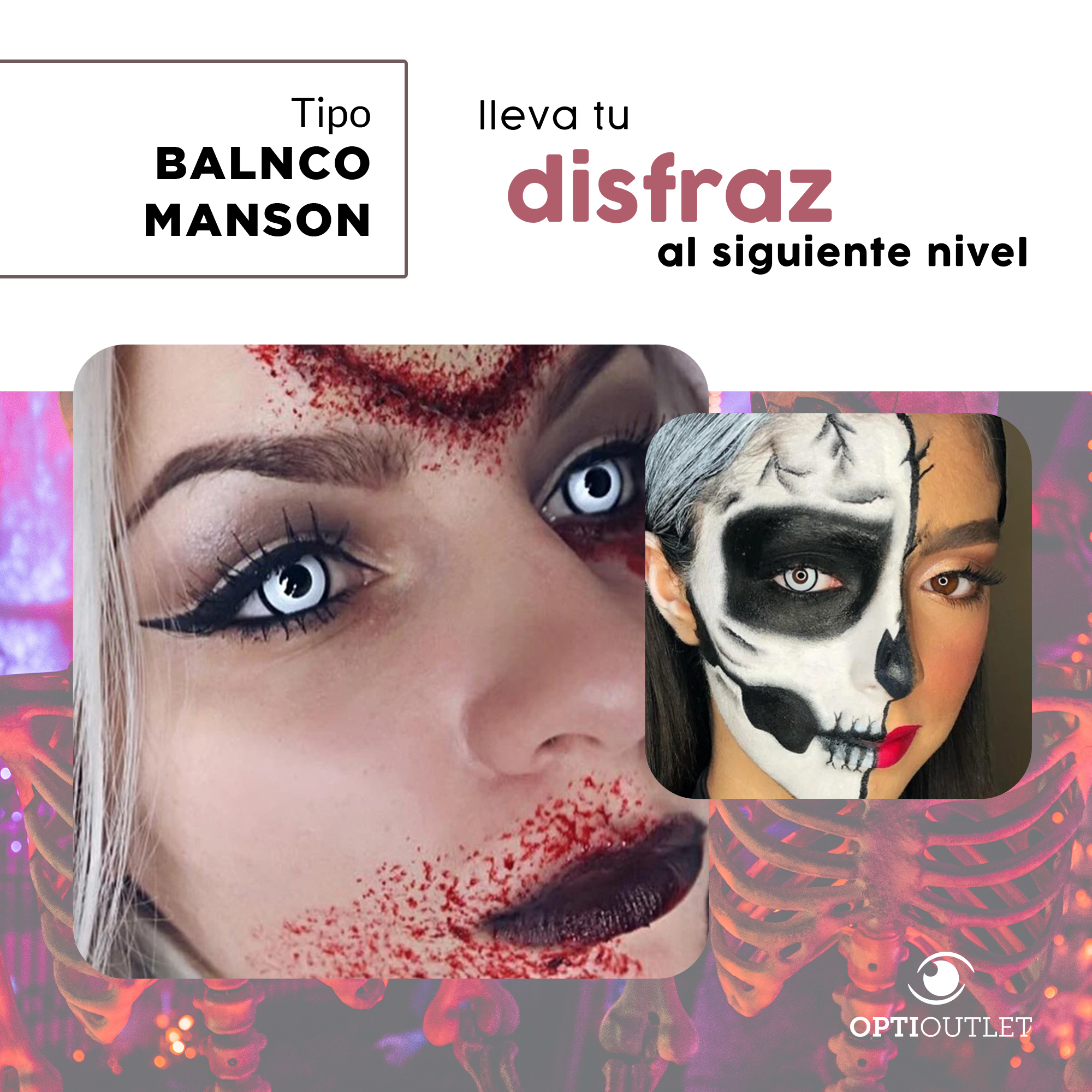 Pupilentes - Lentes de Contacto de Color Fantasía para Maquillaje y Disfraces de Halloween | Disfraz Halloween - Blanco