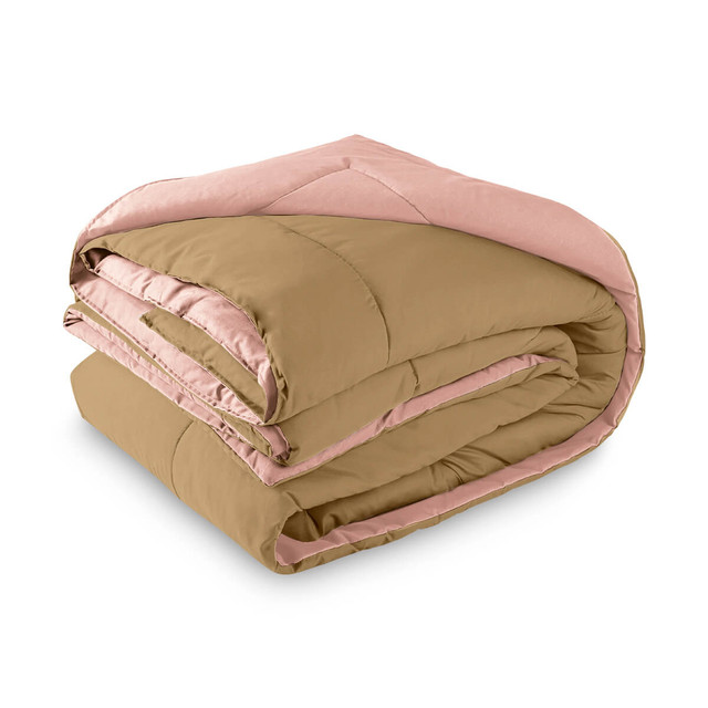 Colchón En Caja Matrimonial Cora De Memory Foam Más Blancos Y Edredón Khaki