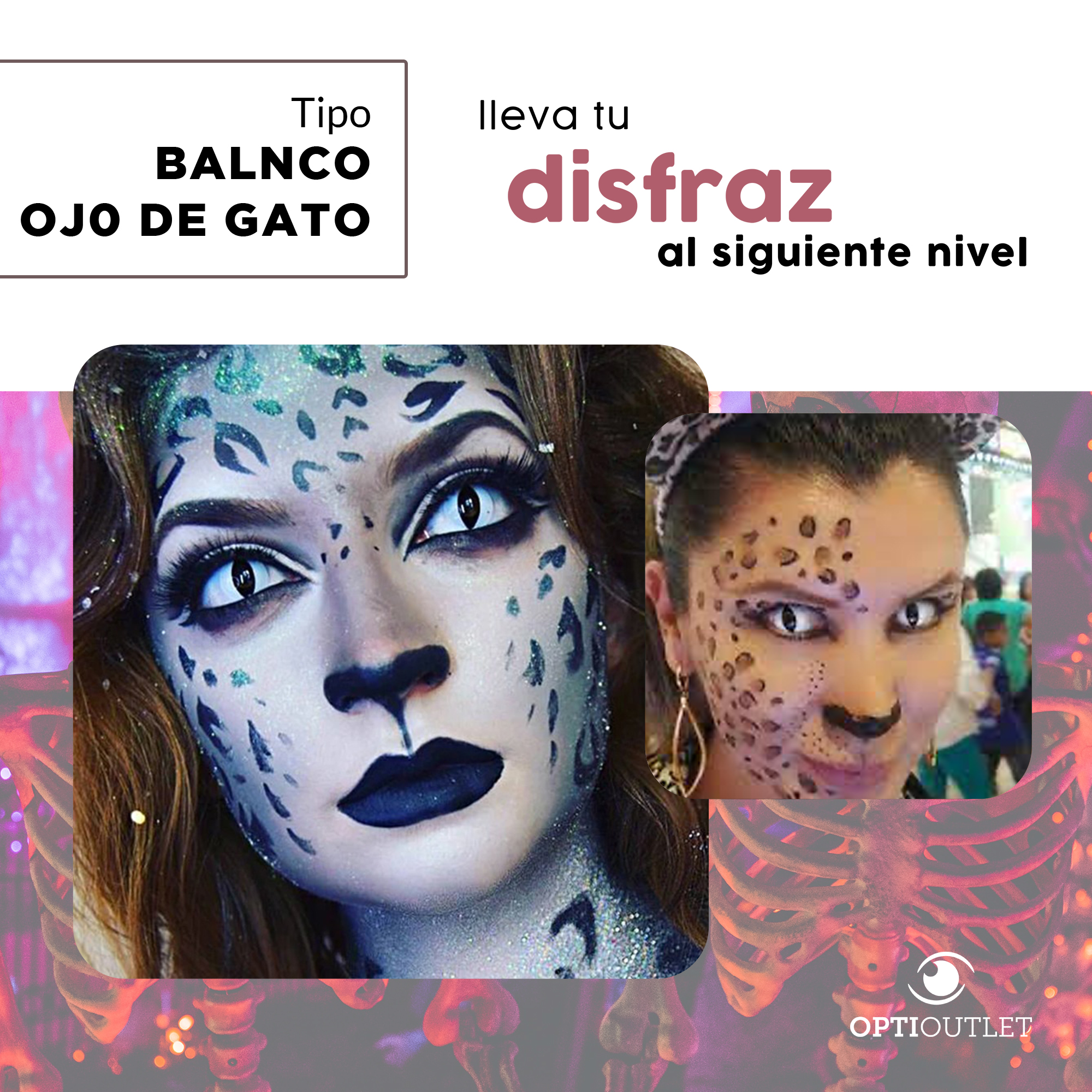 Pupilentes - Lentes de Contacto de Color Fantasía para Maquillaje y Disfraces de Halloween | Disfraz Halloween Ojo Gato Blanco