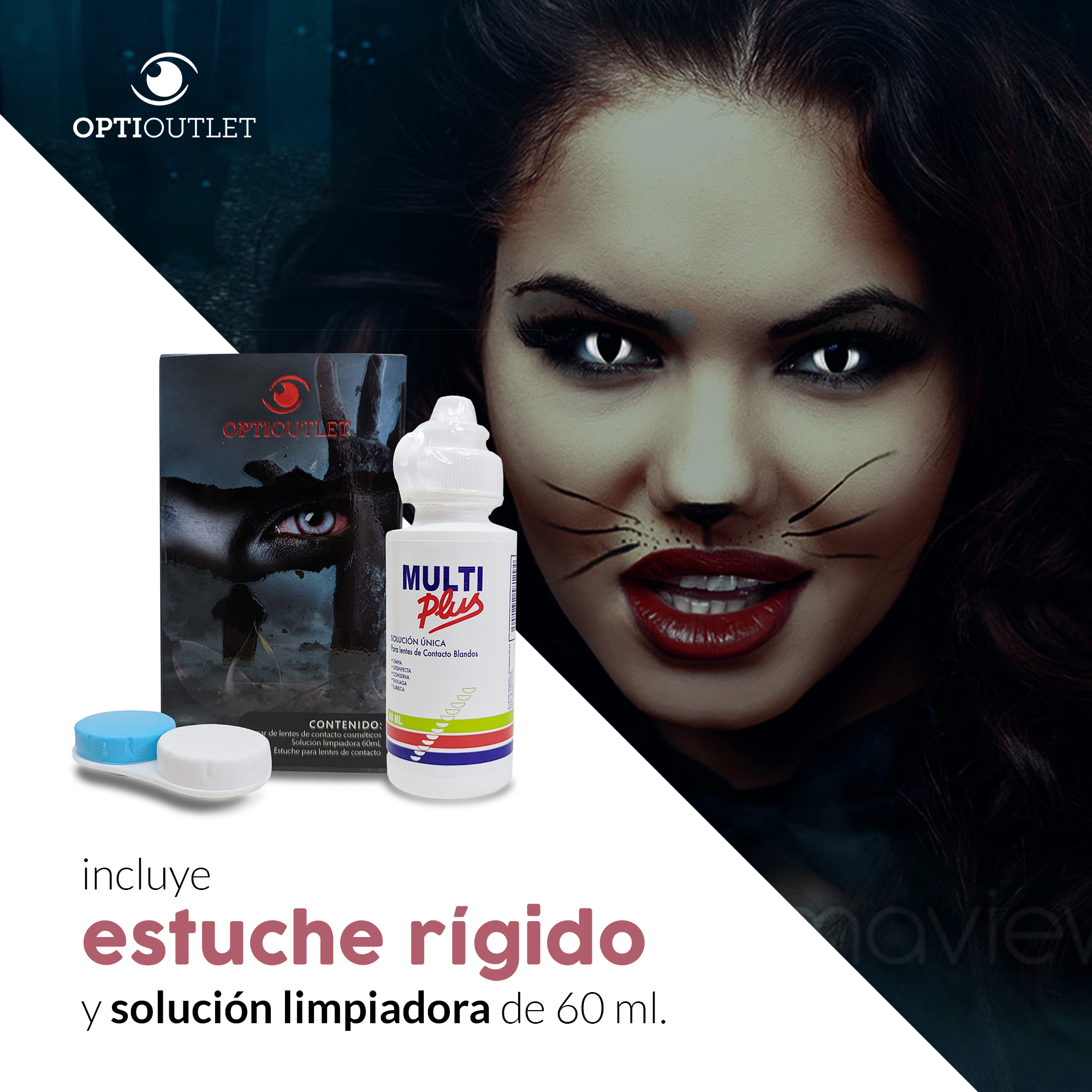 Pupilentes - Lentes de Contacto de Color Fantasía para Maquillaje y Disfraces de Halloween | Disfraz Halloween Ojo Gato Blanco