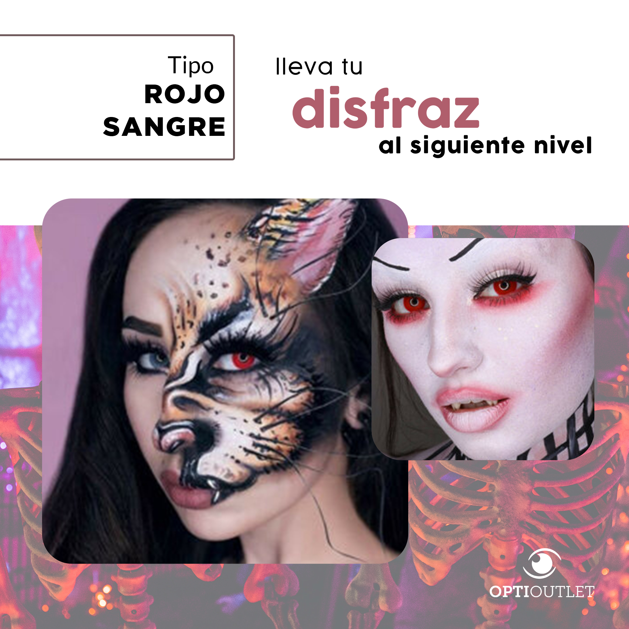 Pupilentes - Lentes de Contacto de Color Fantasía para Maquillaje y Disfraces de Halloween | Disfraz Halloween - Rojo