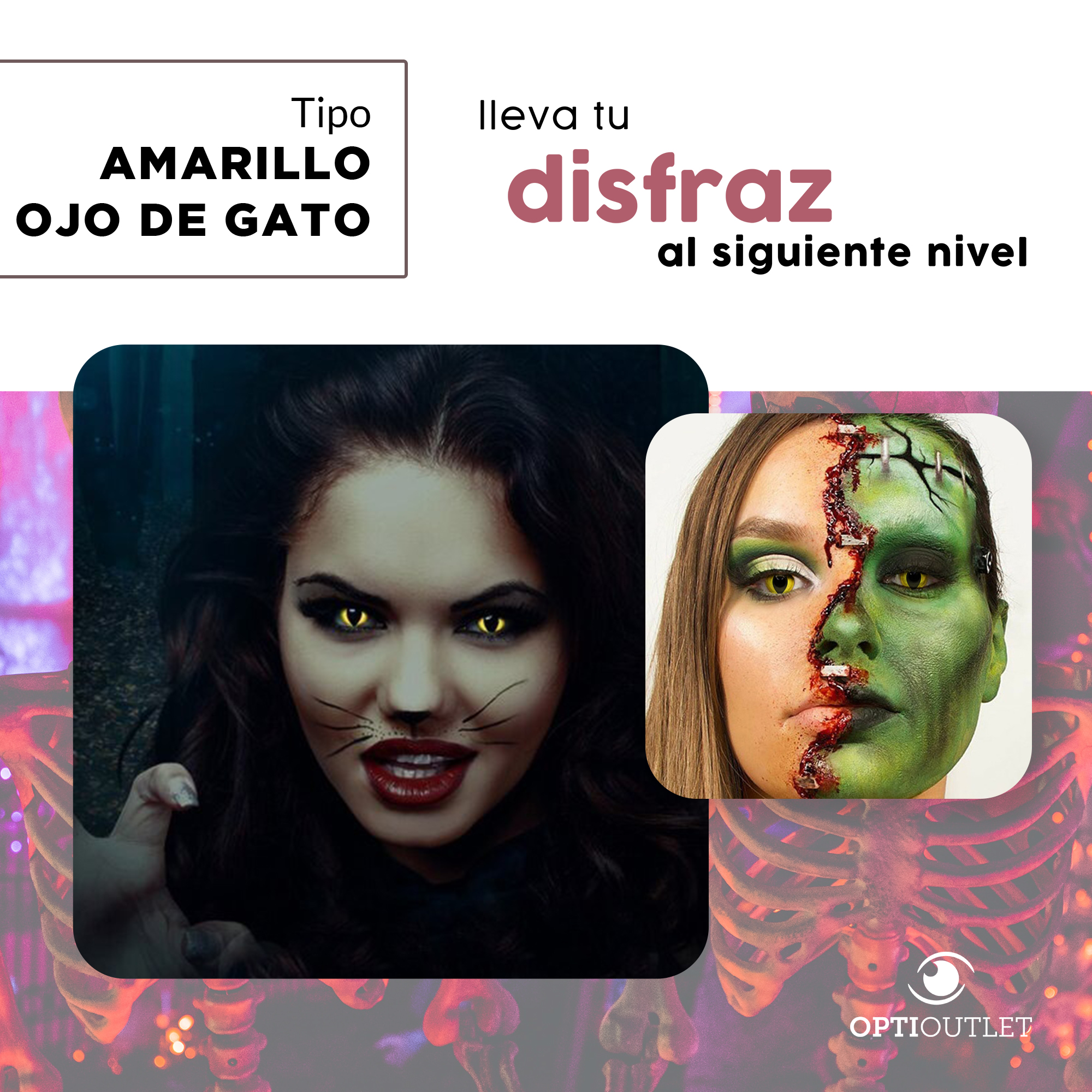 Pupilentes - Lentes de Contacto de Color Fantasía para Maquillaje y Disfraces de Halloween | Disfraz Halloween - Ojo de Gato