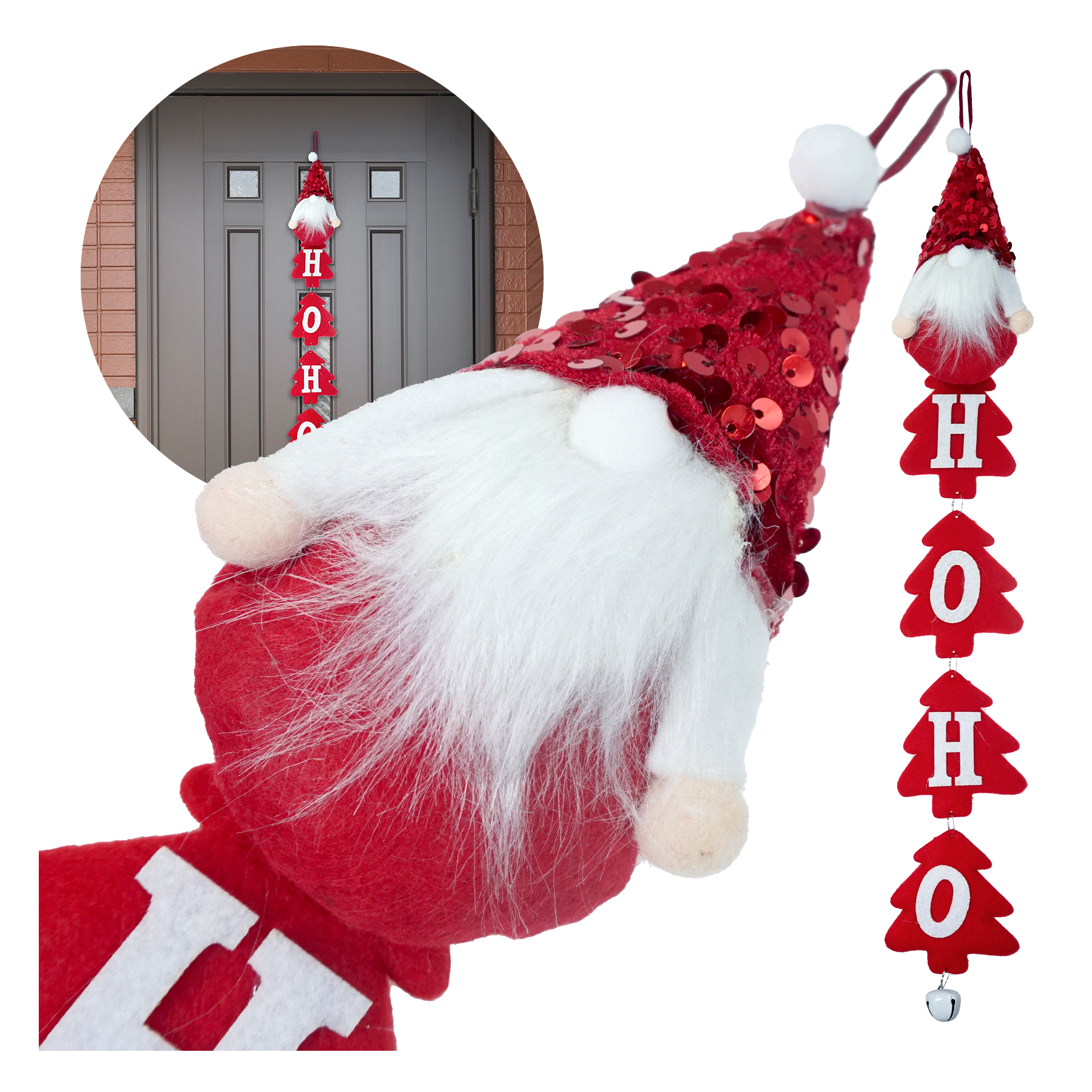 Adornos Navideños para colgar pino santa1 Pz Rojo