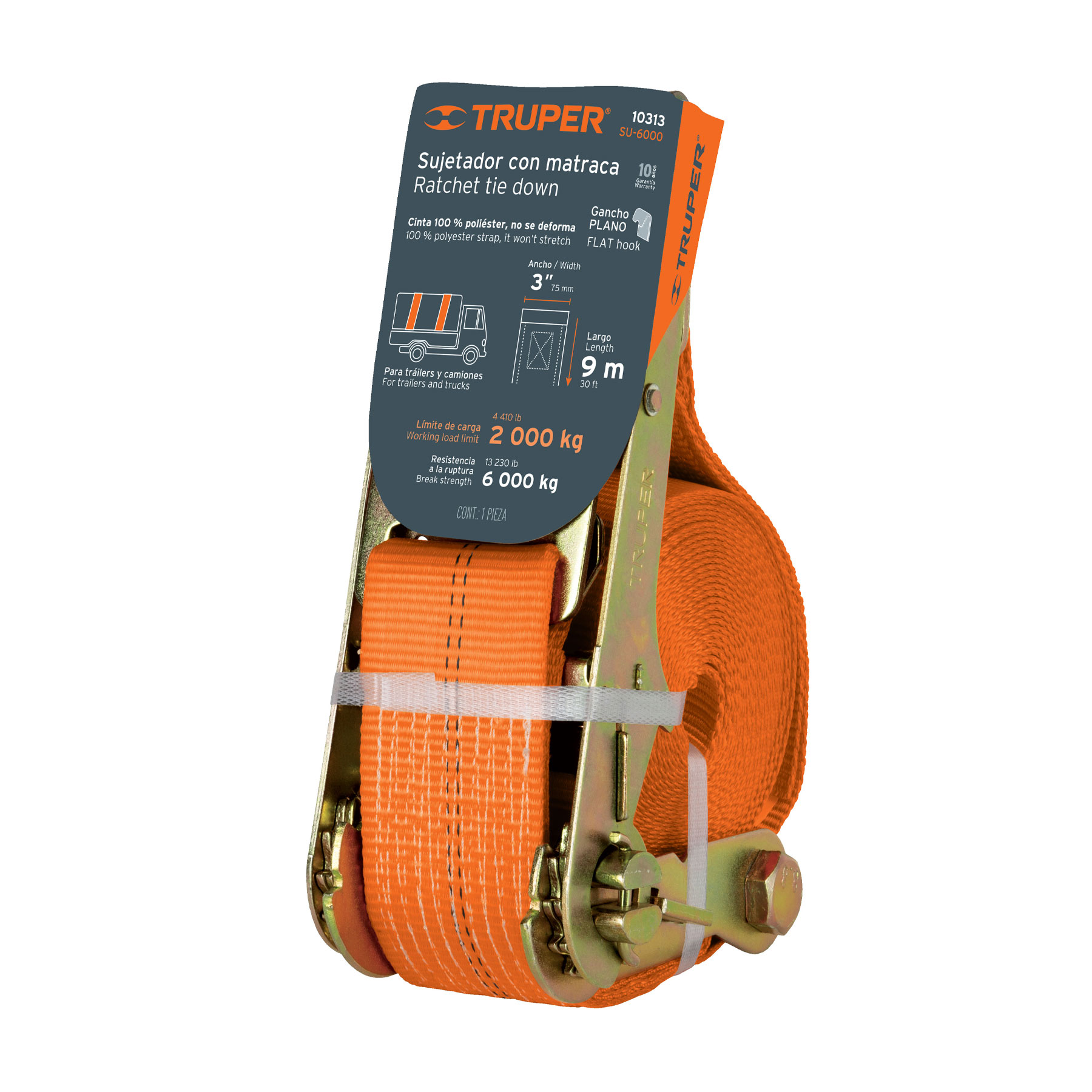 SUJETADOR CON MATRACA CARGA MÁXIMA 6000 KG, TRUPER 10313