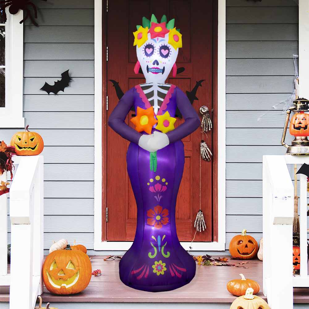 Inflables De Halloween en Forma de Catrina 2.10 cm, Inflable Grande con Luces LED