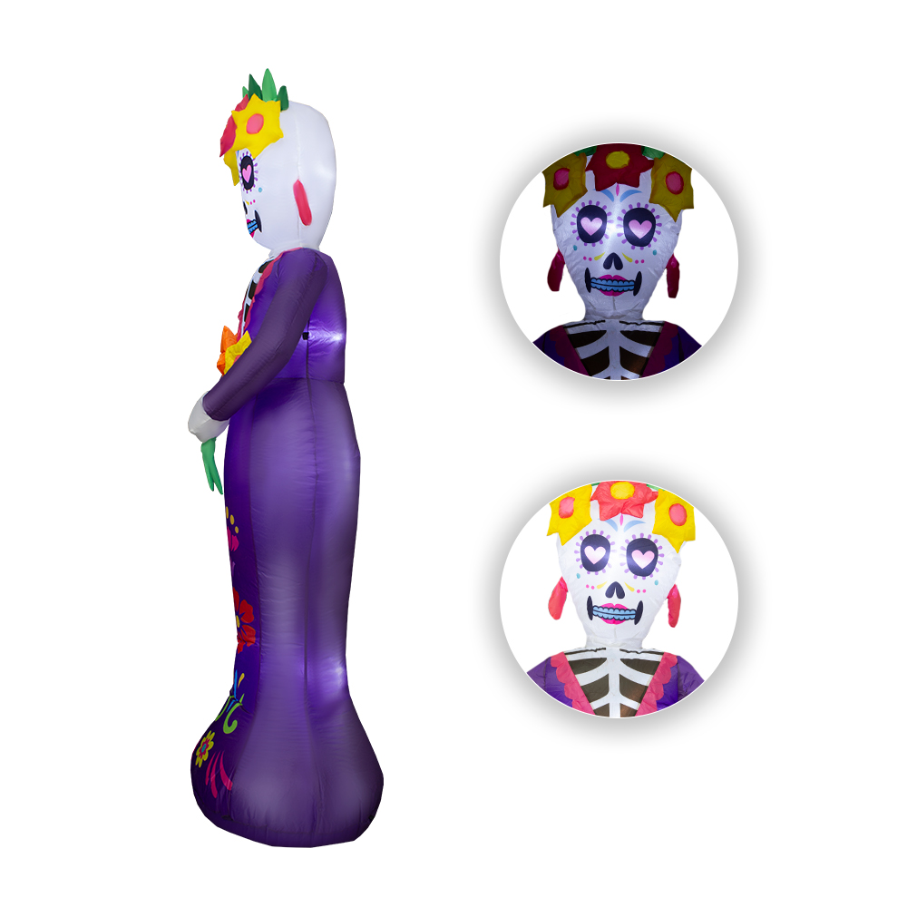 Inflables De Halloween en Forma de Catrina 2.10 cm, Inflable Grande con Luces LED