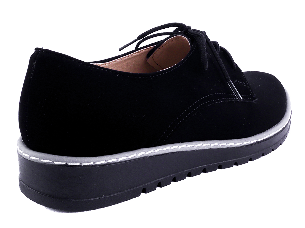 Zapato Casual Mujer Agujetas Cerrado 480-n Negro Comodo.