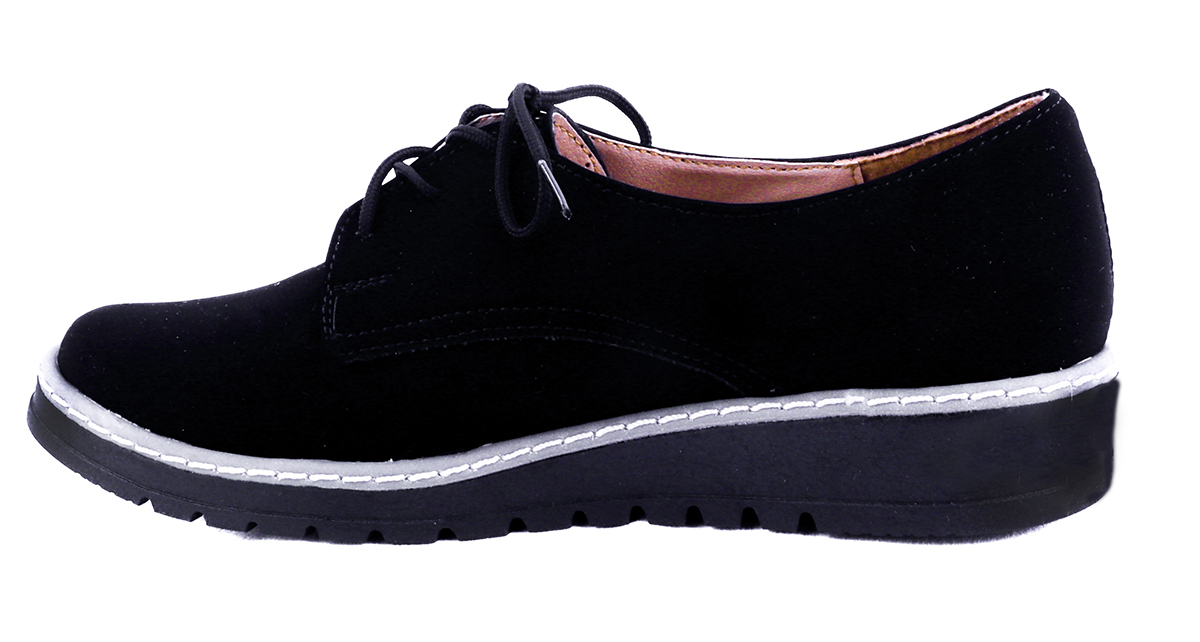 Zapato Casual Mujer Agujetas Cerrado 480-n Negro Comodo.