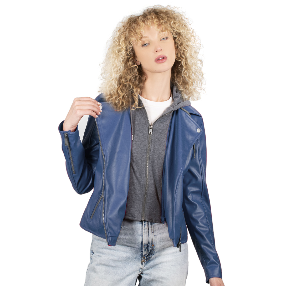 Chamarra Mujer Greenlander Vinipiel Con Gorro Tipo Sudadera Vin8740