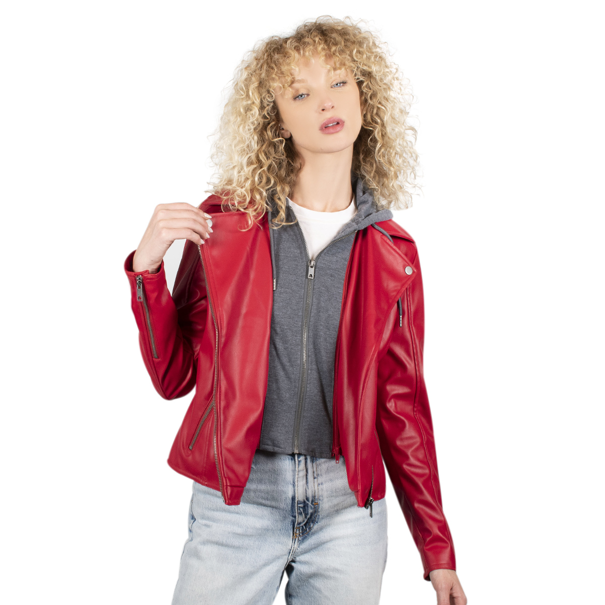 Chamarra Mujer Greenlander Vinipiel Con Gorro Tipo Sudadera Vin8740