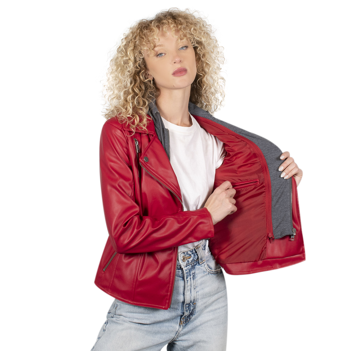 Chamarra Mujer Greenlander Vinipiel Con Gorro Tipo Sudadera Vin8740