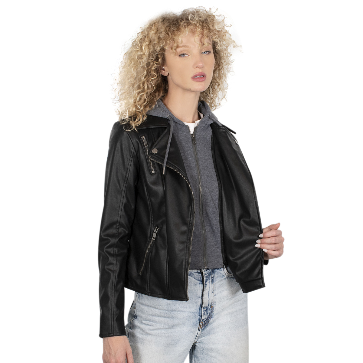 Chamarra Mujer Greenlander Vinipiel Con Gorro Tipo Sudadera Vin8740