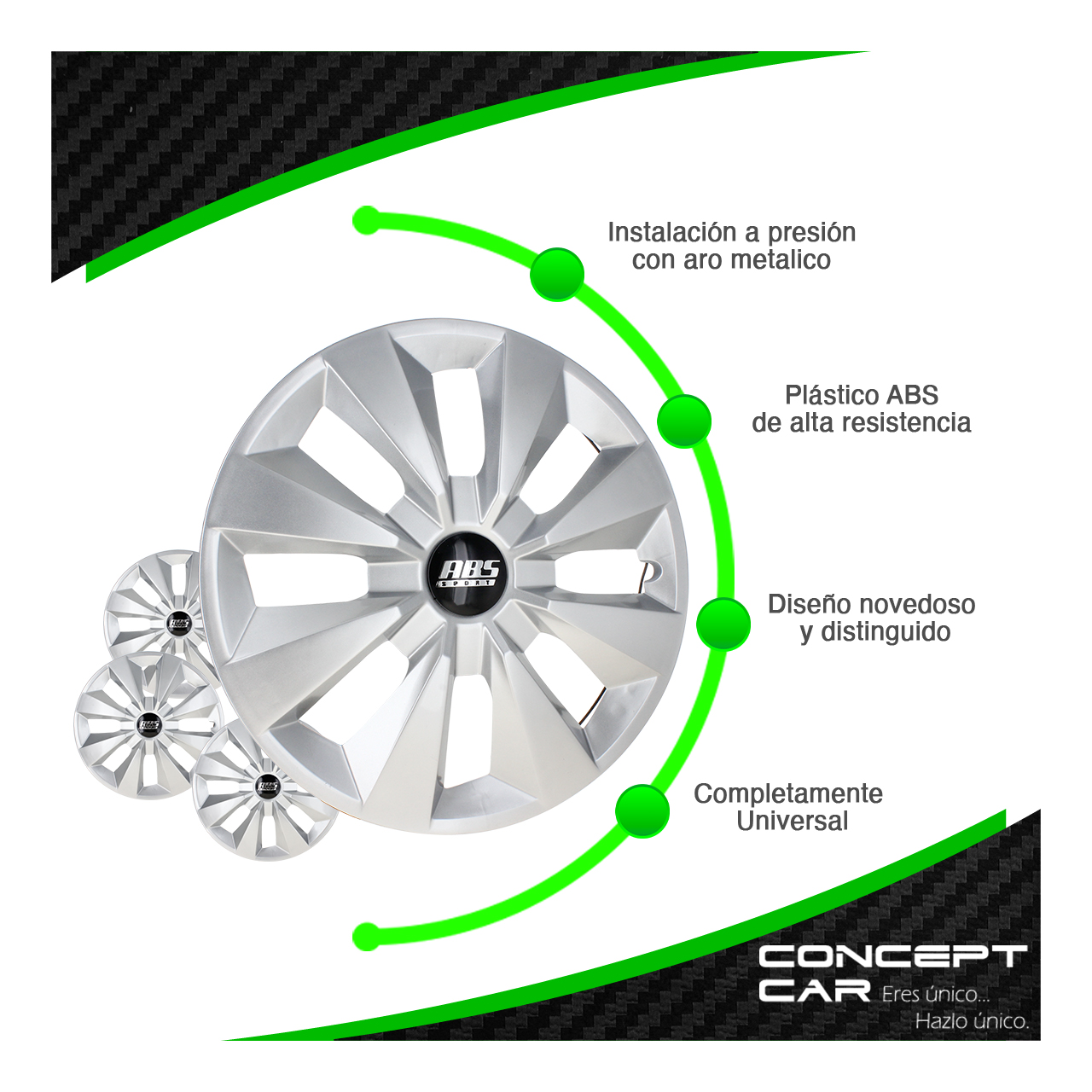 Juego 4 Tapones De Rin 15 Pulgadas Abs Tipo Gol Universal