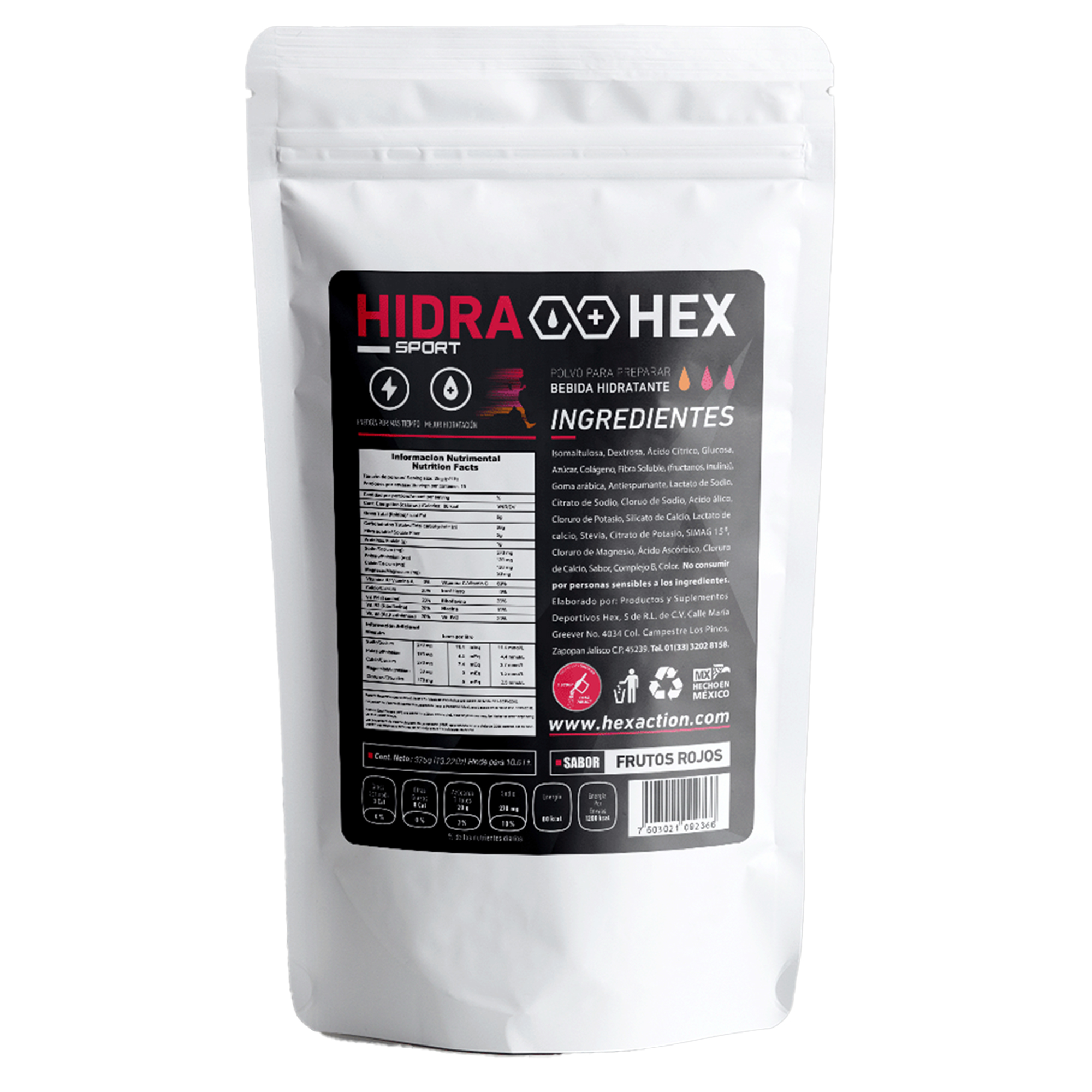 Polvo para Preparar Bebida Rehidratante a base de Electrolitos Sabor Frutos Rojos - 375gr - Hex Infinite Action