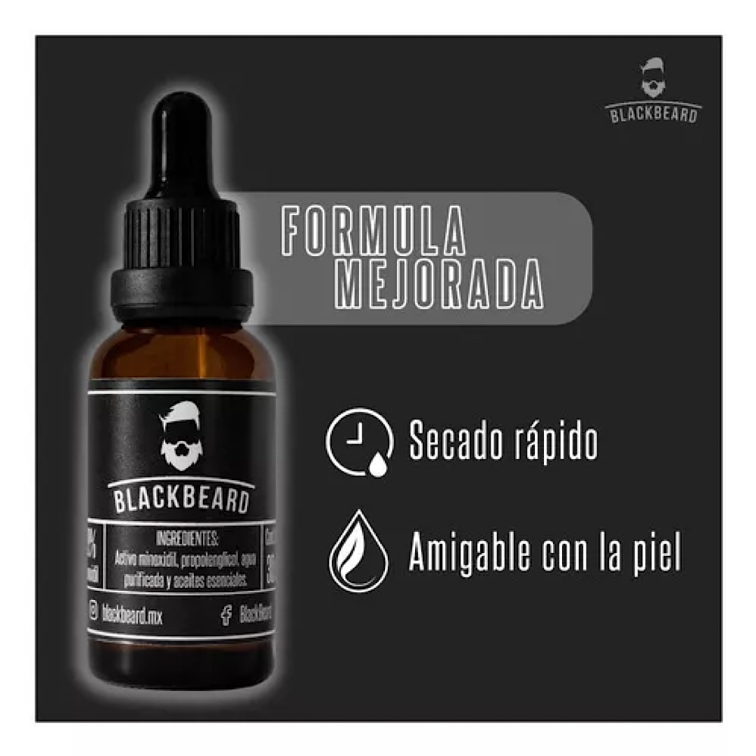 Minoxidil Al 10% Blackbeard Adicionado Con Cafeina 2 piezas