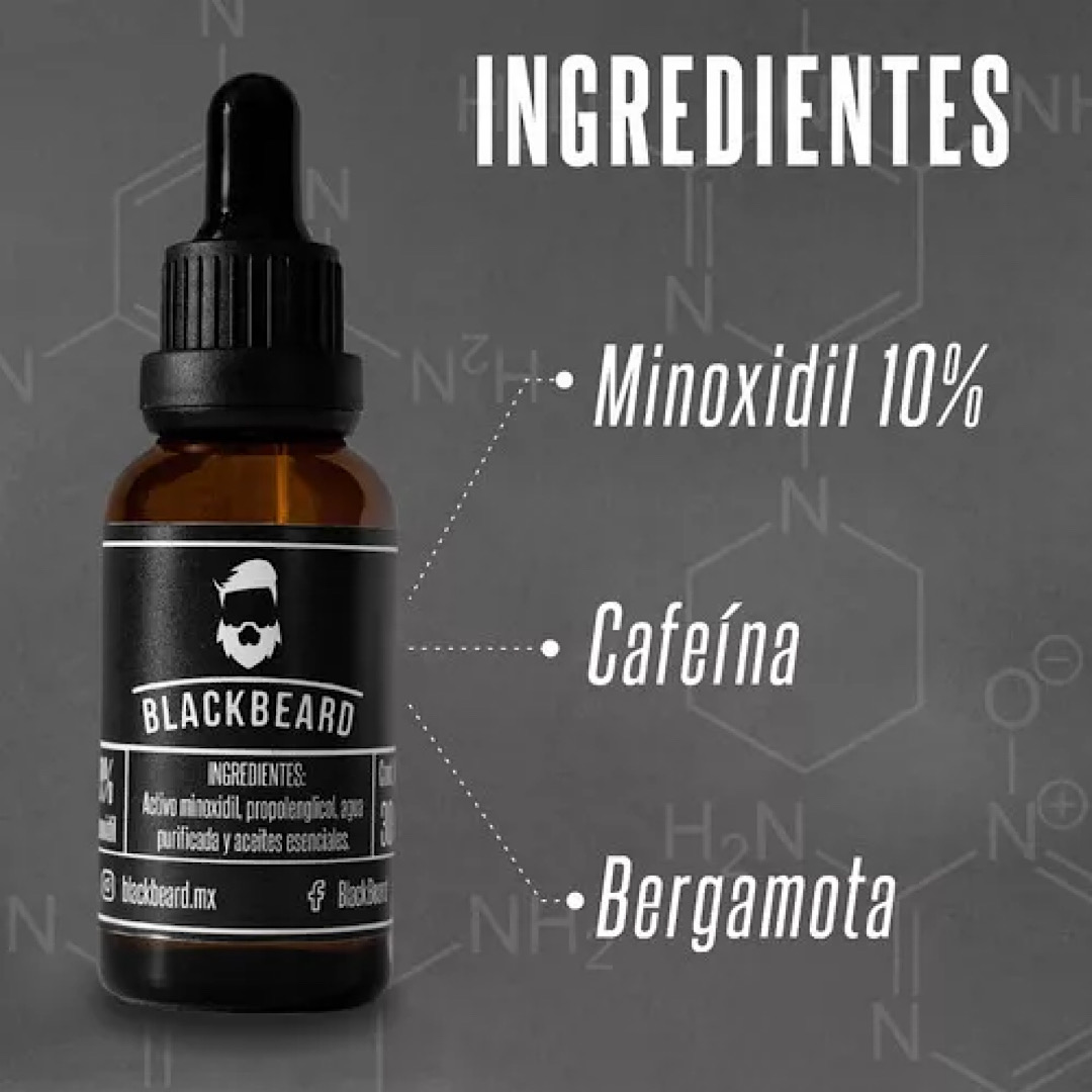 Minoxidil Al 10% Blackbeard Adicionado Con Cafeina 2 piezas
