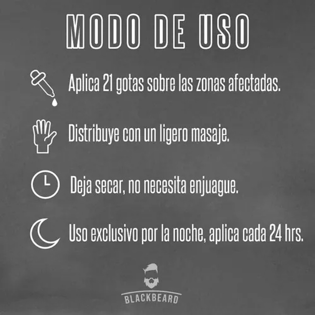 Minoxidil Al 10% Blackbeard Adicionado Con Cafeina 2 piezas