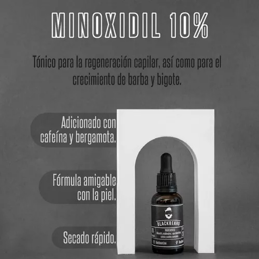 Minoxidil Al 10% Blackbeard Adicionado Con Cafeina 2 piezas