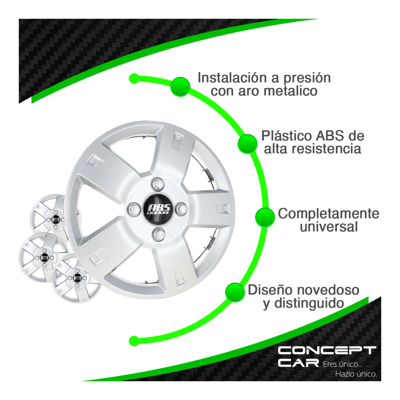 Juego 4 Tapones De Rin 14 Pulgadas Abs Tipo Aveo 5 Brazos