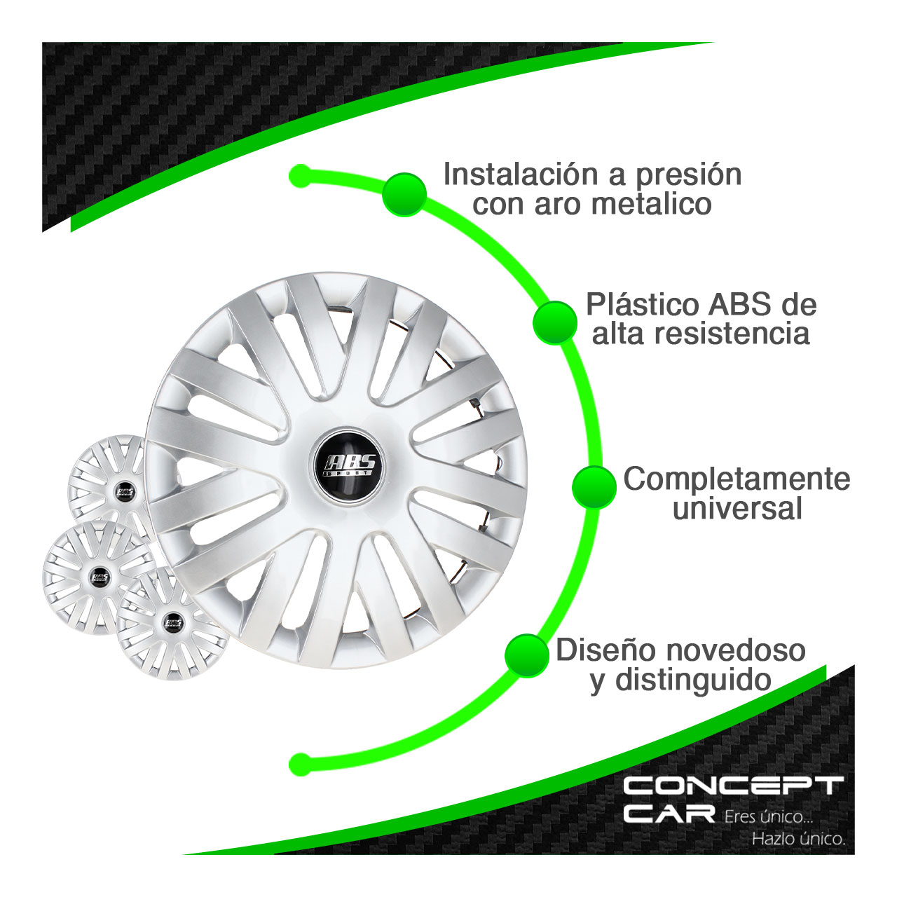 Juego 4 Tapones De Rin 14 Pulgadas Abs Tipo Volkswagen Gol