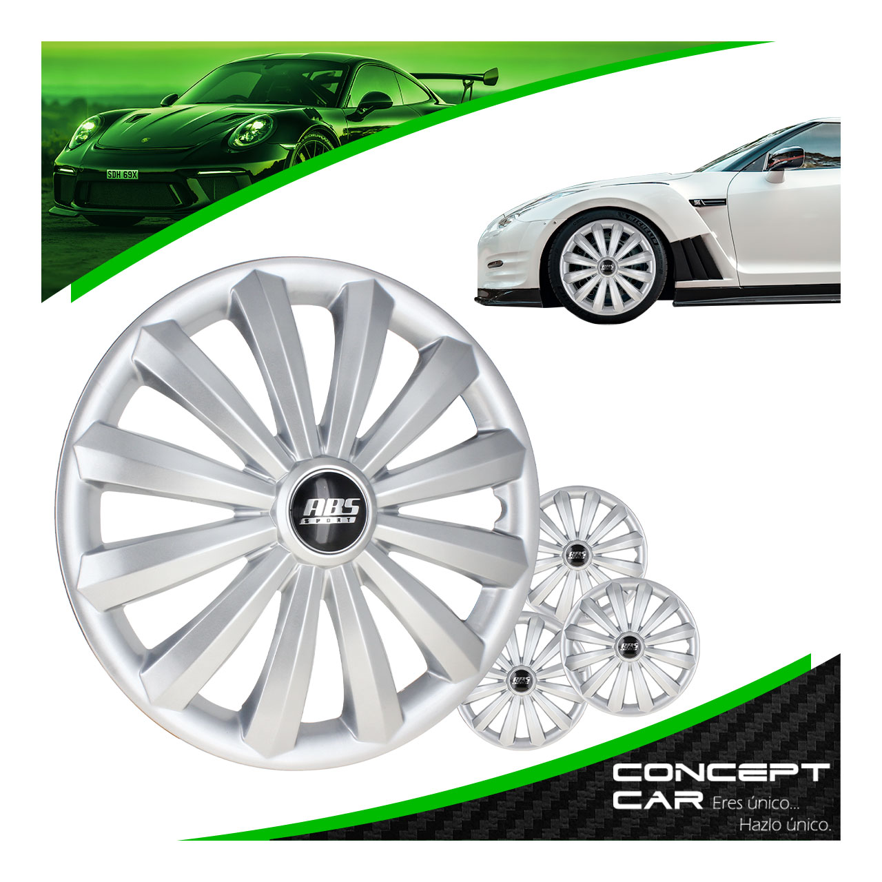  Juego 4 Tapones De Rin 16 Pulgadas Abs Universal 12 Brazos