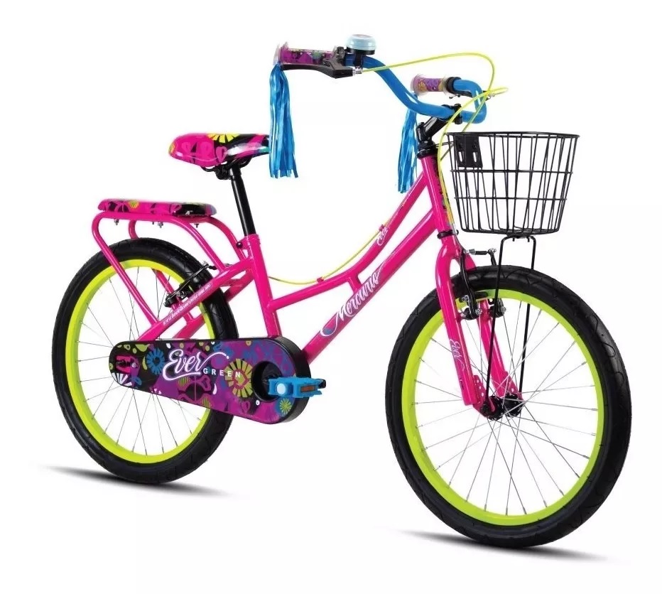 Bicicleta Mercurio Evergreen Rodada 20 Con Canasta Rosa