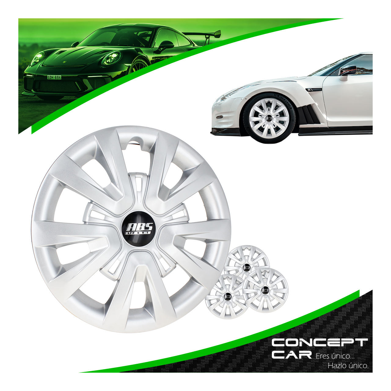 Juego 4 Tapones De Rin 14 Pulgadas Abs 5 Brazos Dobles Univ