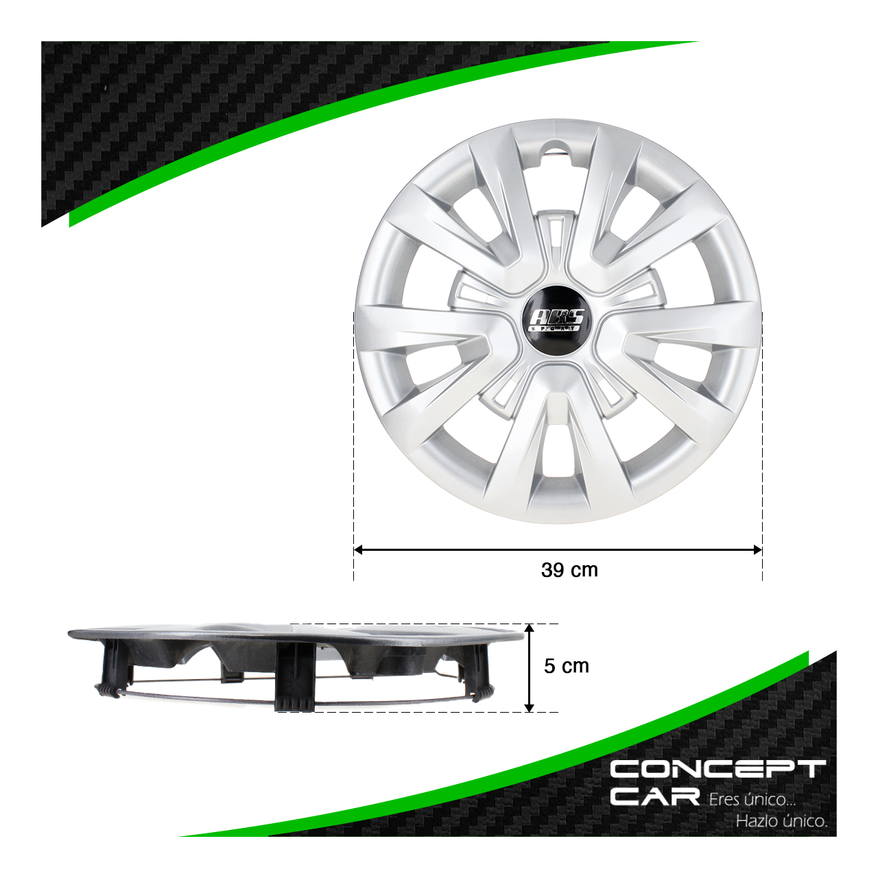 Juego 4 Tapones De Rin 14 Pulgadas Abs 5 Brazos Dobles Univ