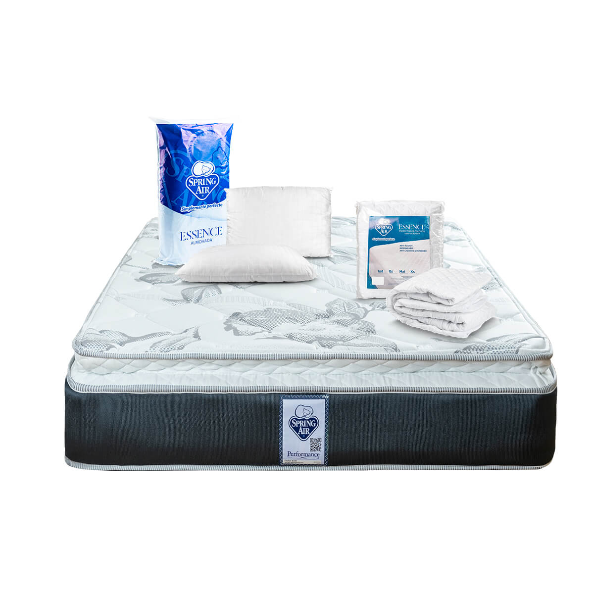 Colchón Matrimonial Spring Air Smith con 1 protector + 2 Almohadas
