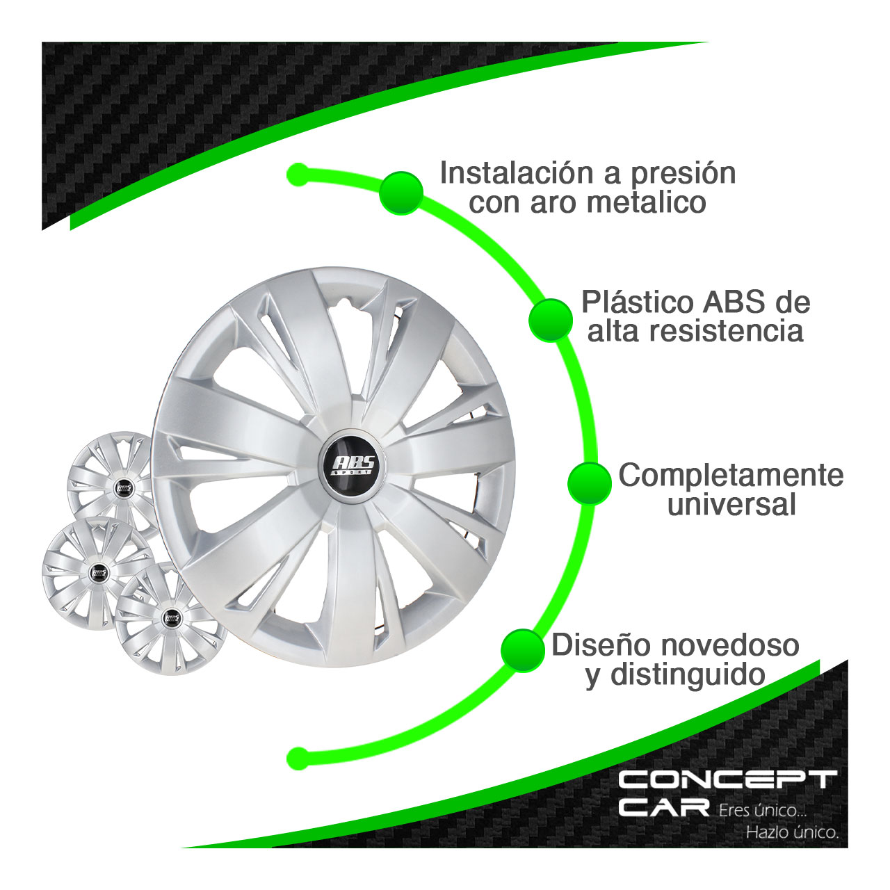 Juego 4 Tapones De Rin 16 Pulgadas Abs Tipo Wv Jetta Gris