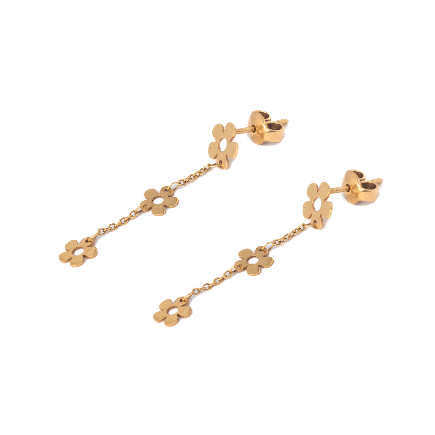 Juego Flores Oro 14 Kilates. Oro Fino Joyería.