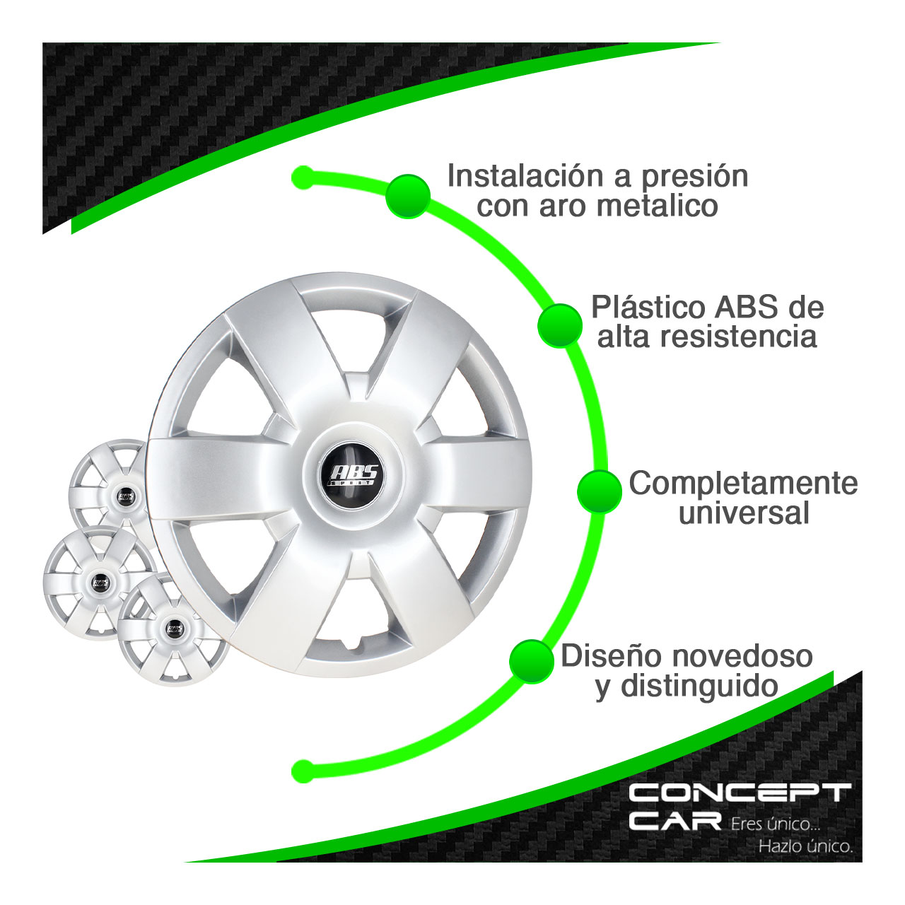 Juego 4 Tapones De Rin 15 Pulgadas Abs Tipo Toyota 6 Brazos 