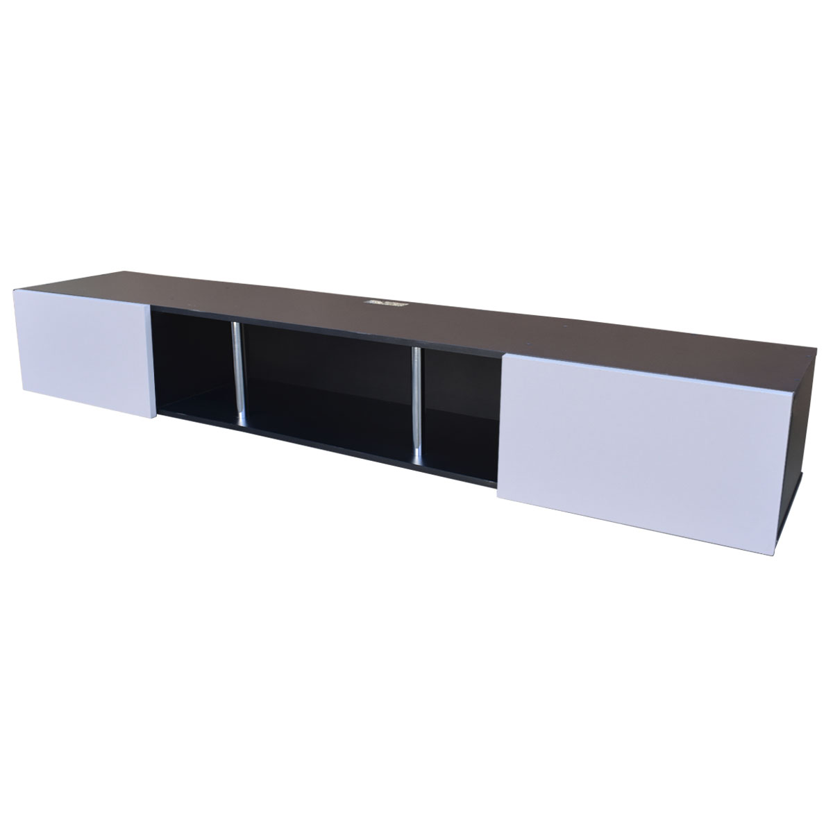 Centro De Entretenimiento para tv Flotante Hogare 160 con 2 Puertas color Negro Blanco