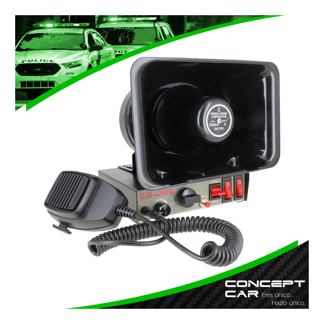 Sirena Altavoz Pato Profesional Federal Policia 9 Tono 150w