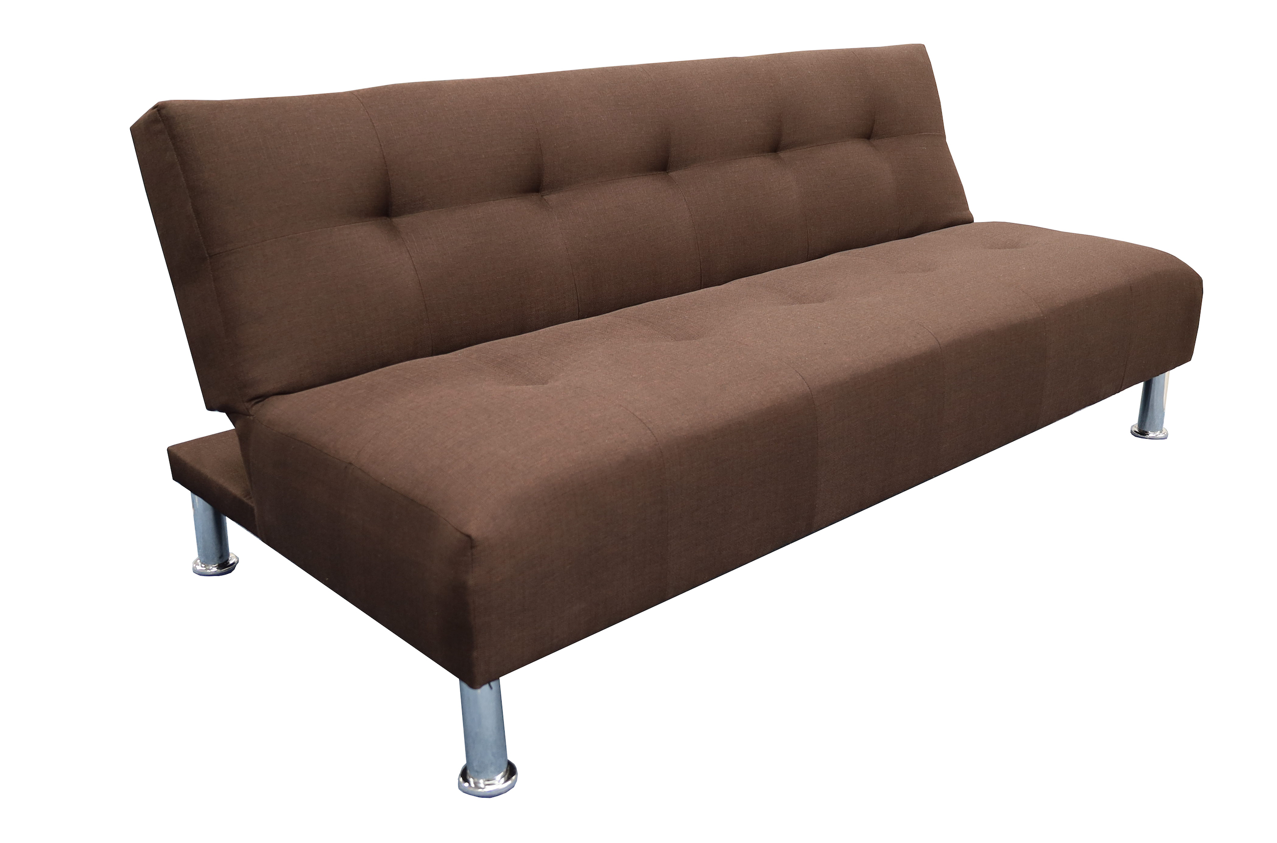 Sofá Cama Reclinable Paris Lino Chocolate, Brazos separados, Futon 3 Posiciones El Bazar Store 