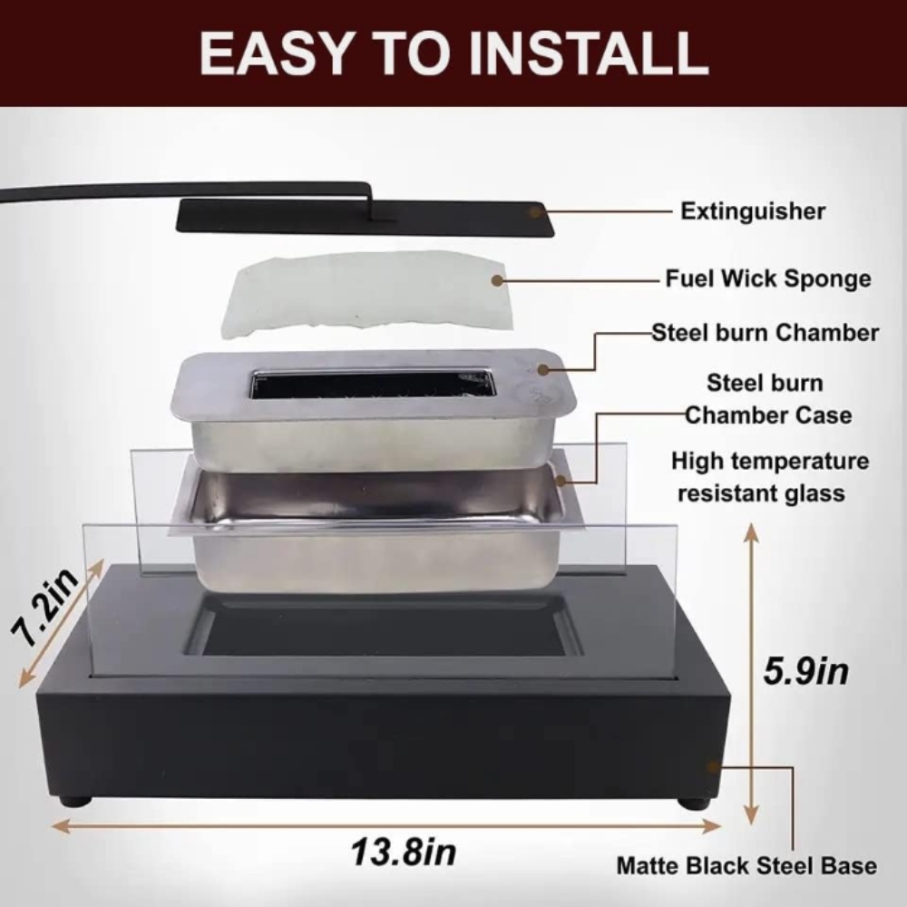 Fogón chimenea bioetanol ecológica portátil interior exterior decorativa elegante 