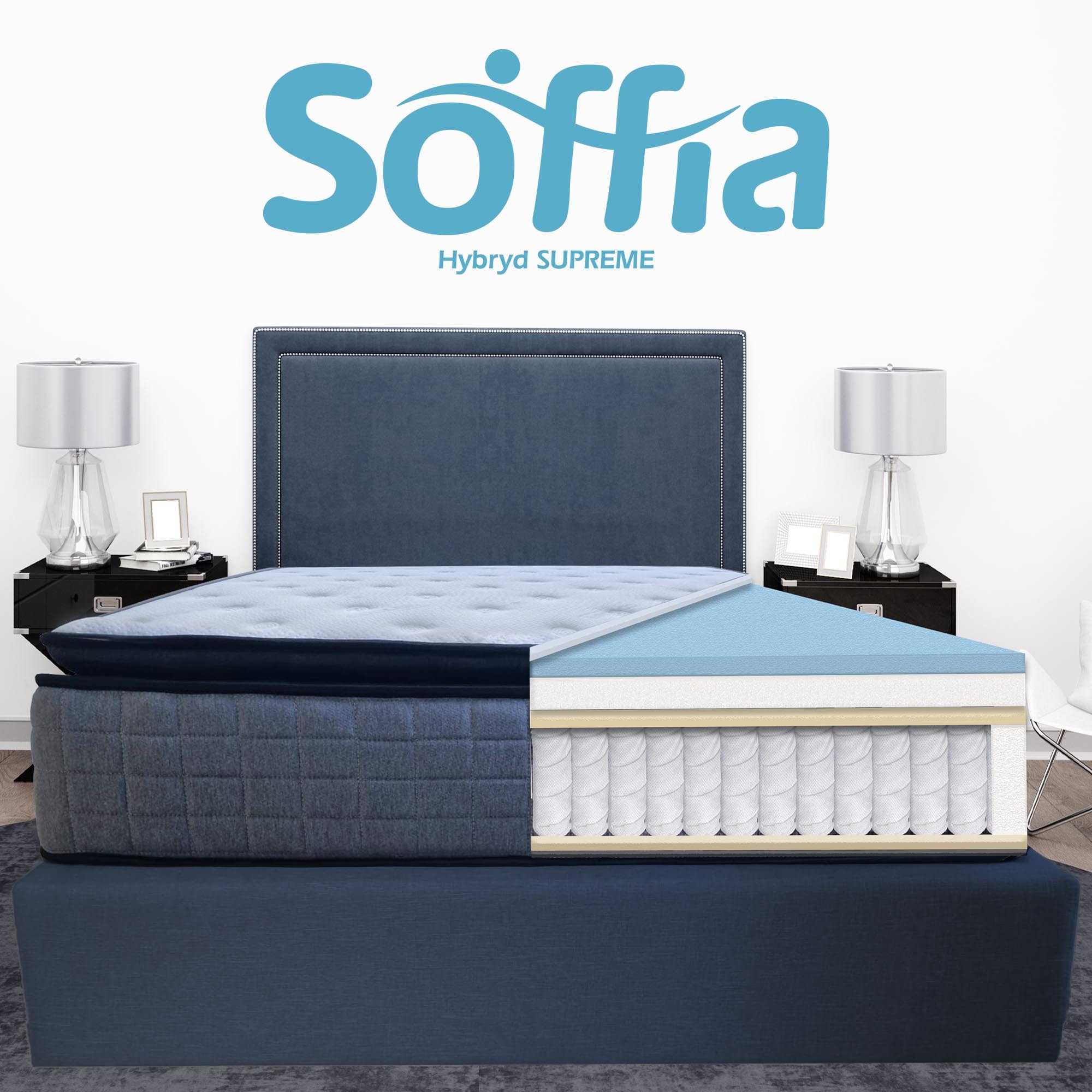 Colchon Queen Size Soffia Memory Foam Hibrido Ortopedico 
