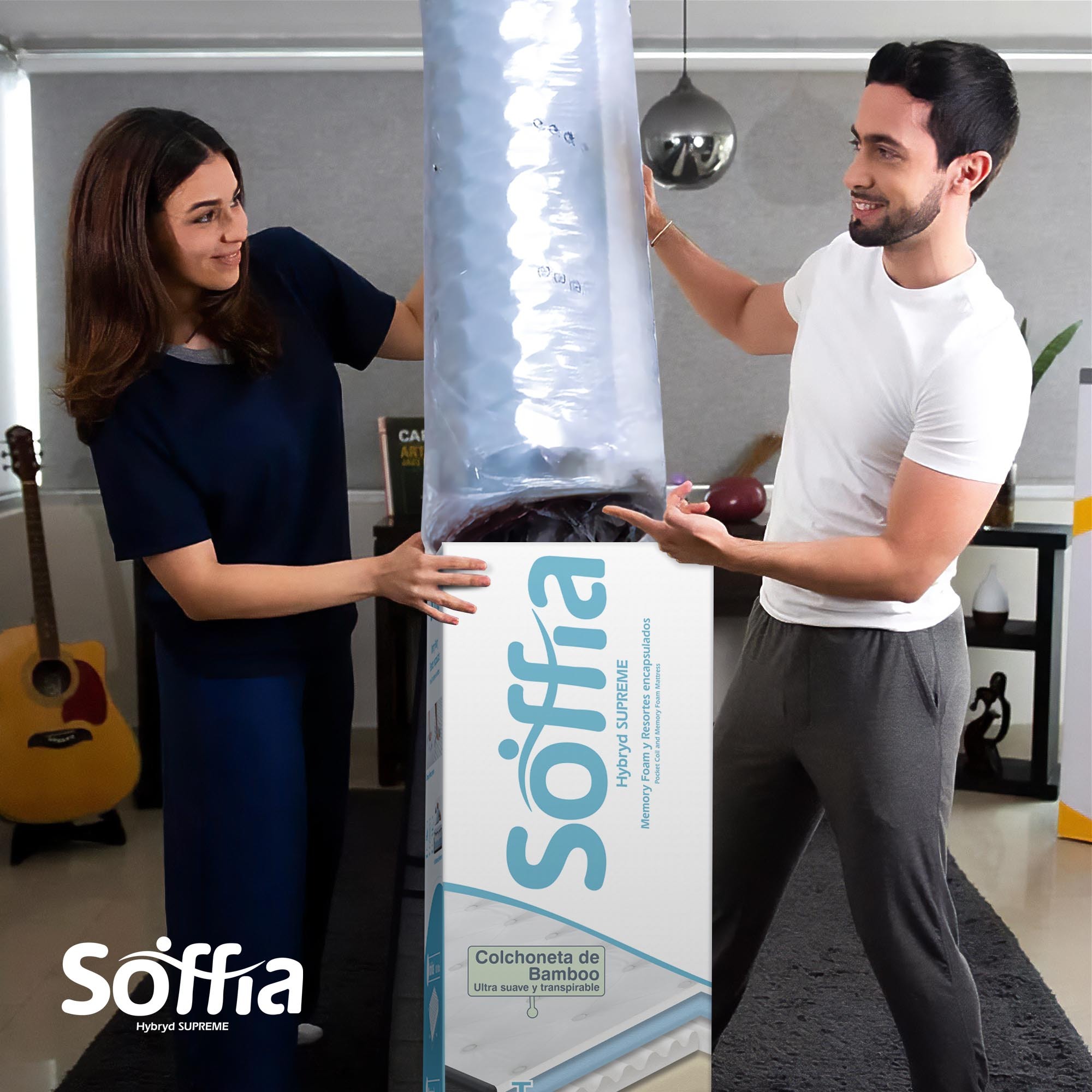 Colchon Queen Size Soffia Memory Foam Hibrido Ortopedico 