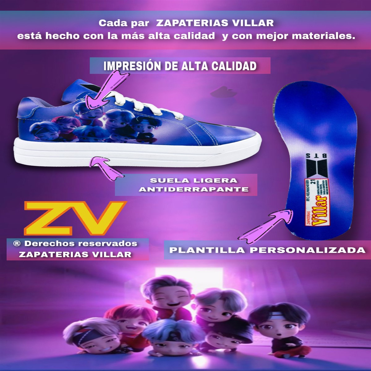 Tenis Bt21 Bts Army K-pop Agujetas Clasicos 422-2-mbts