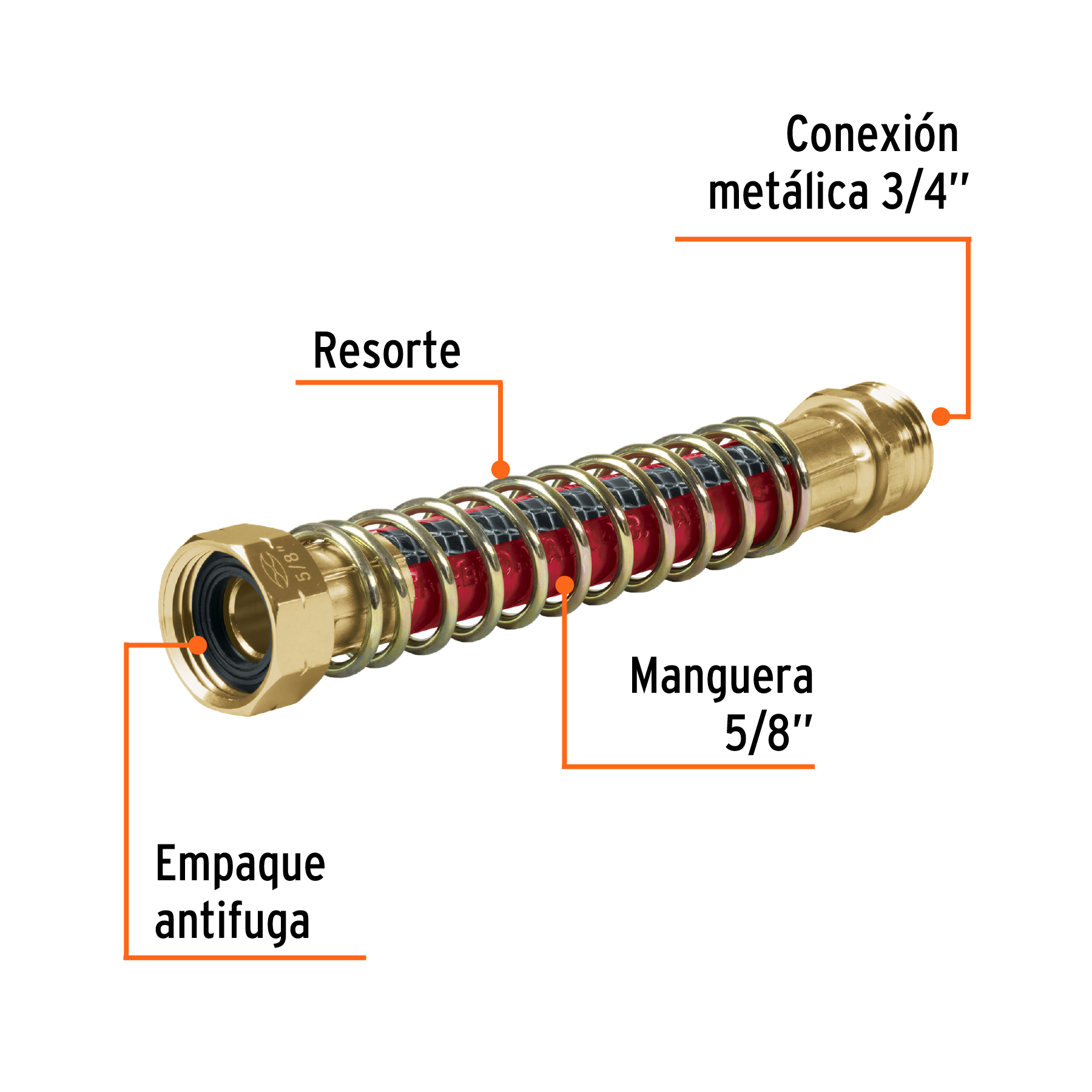 CONEXIÓN 3/4" ANTI-TORCEDURAS PARA MANGUERA, TRUPER 10378