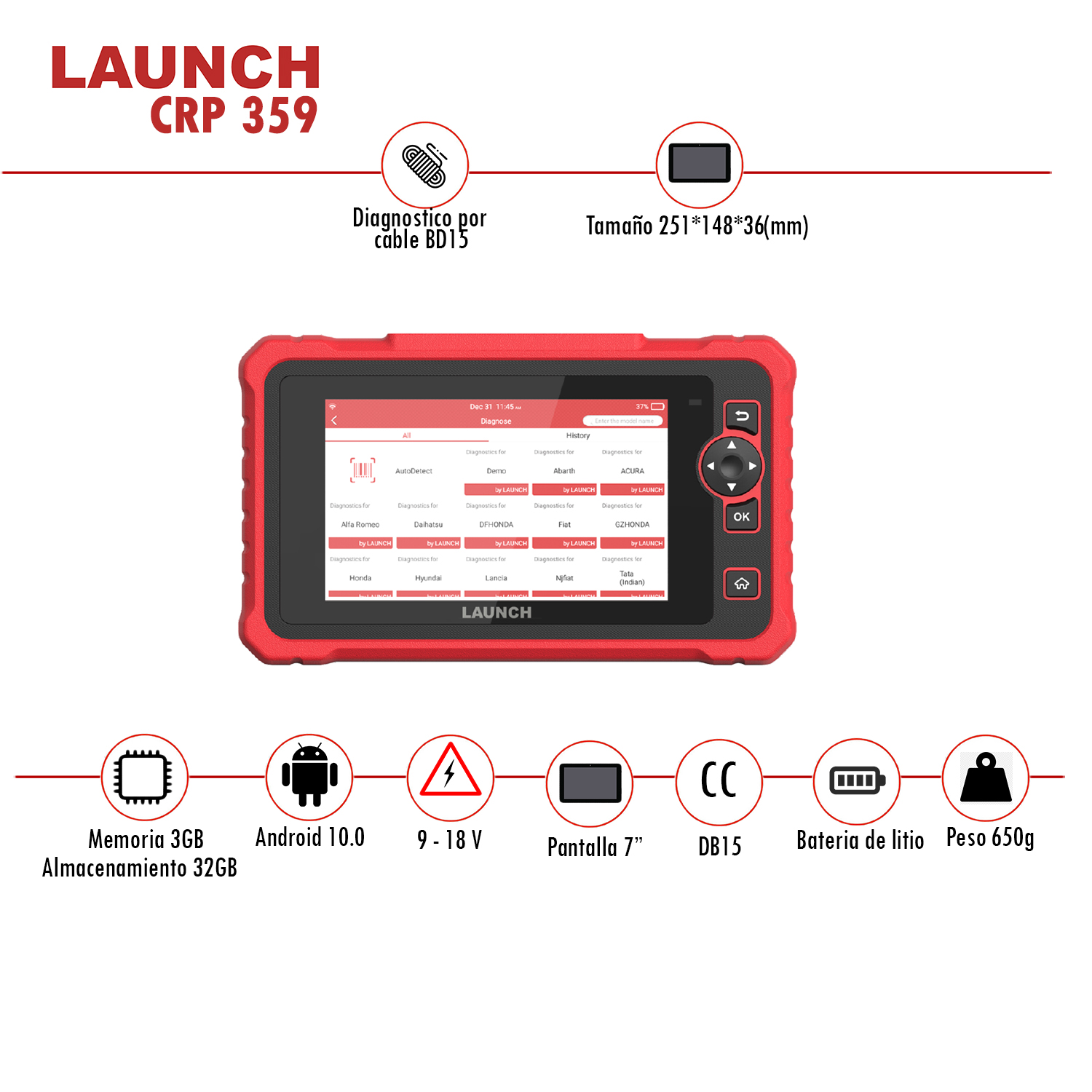 Creader 359 Escaner diagnostico automotriz Launch