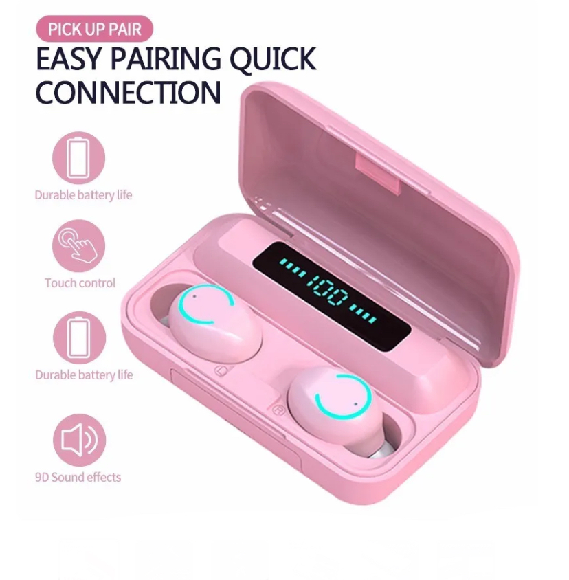 Audífonos in-ear inalámbricos Bluetooth F9-5 rosa