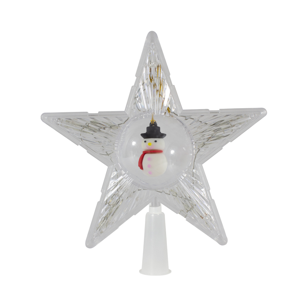 Estrella Punta De Arbol Navideño Con Luz 20 cm Con Muñeco de Nieve